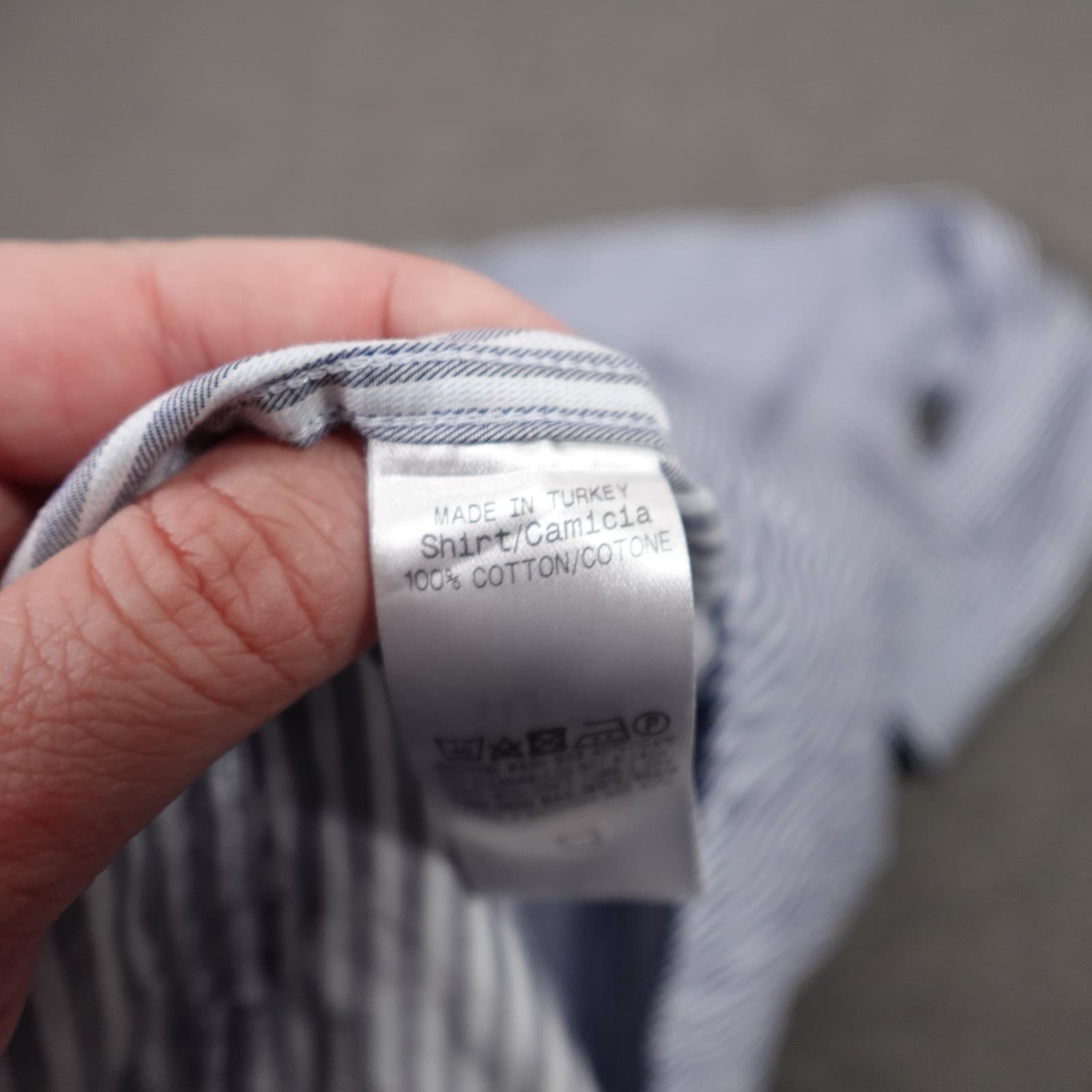 Ermenegildo Zegna Shirt Mens Large Blue Stripe Office Workwear Dress All Cotton - Thumbnail 6