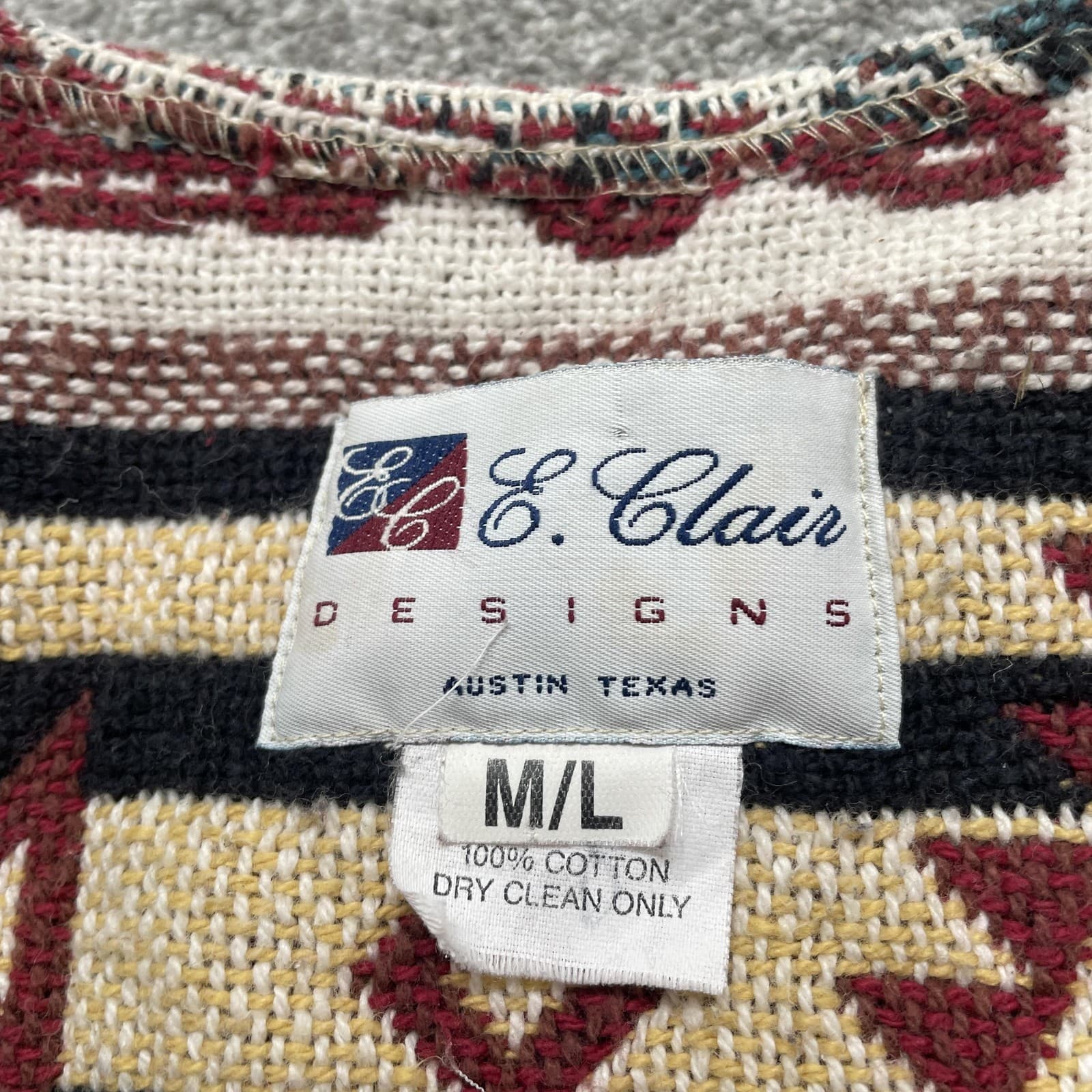VINTAGE E. Clair Designs Vest Medium Southwestern Aztec Tapestry Concho 90s - Thumbnail 4