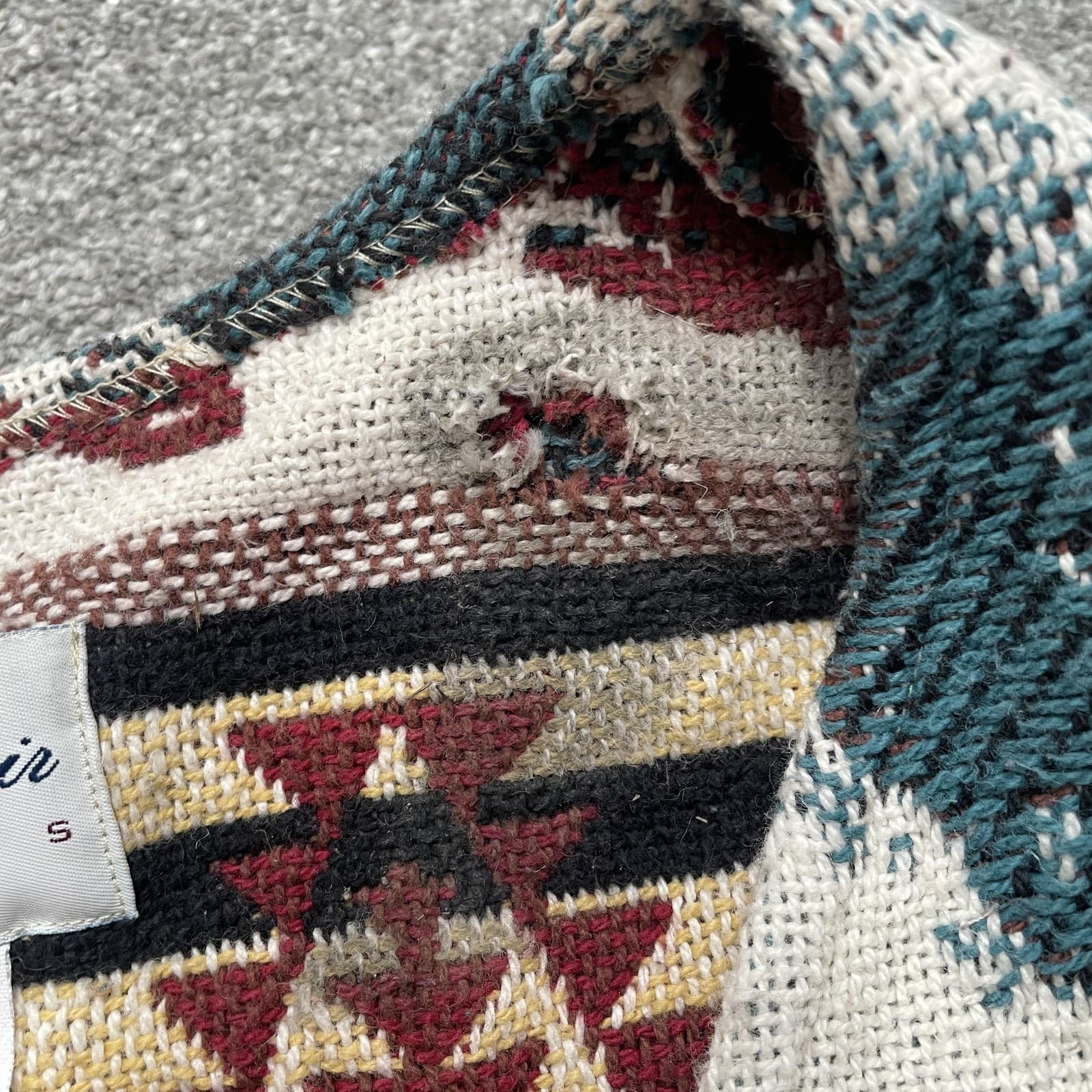 VINTAGE E. Clair Designs Vest Medium Southwestern Aztec Tapestry Concho 90s - Thumbnail 5