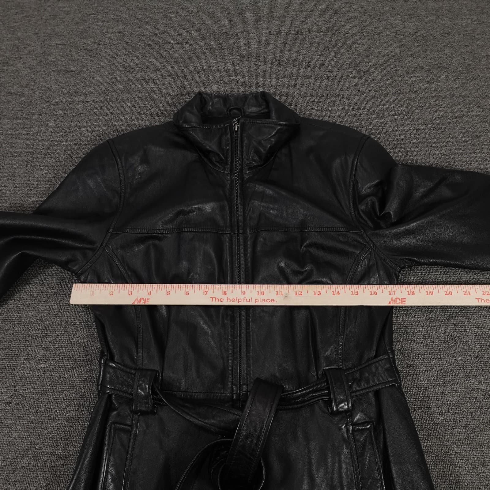 Vintage Jacqueline Ferrar Jacket Medium Black Lambskin Leather Belted Grunge 90s - Thumbnail 5