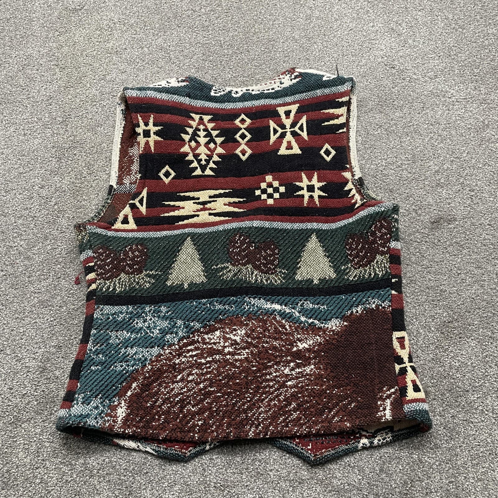 VINTAGE E. Clair Designs Vest Medium Southwestern Aztec Tapestry Concho 90s - Thumbnail 8