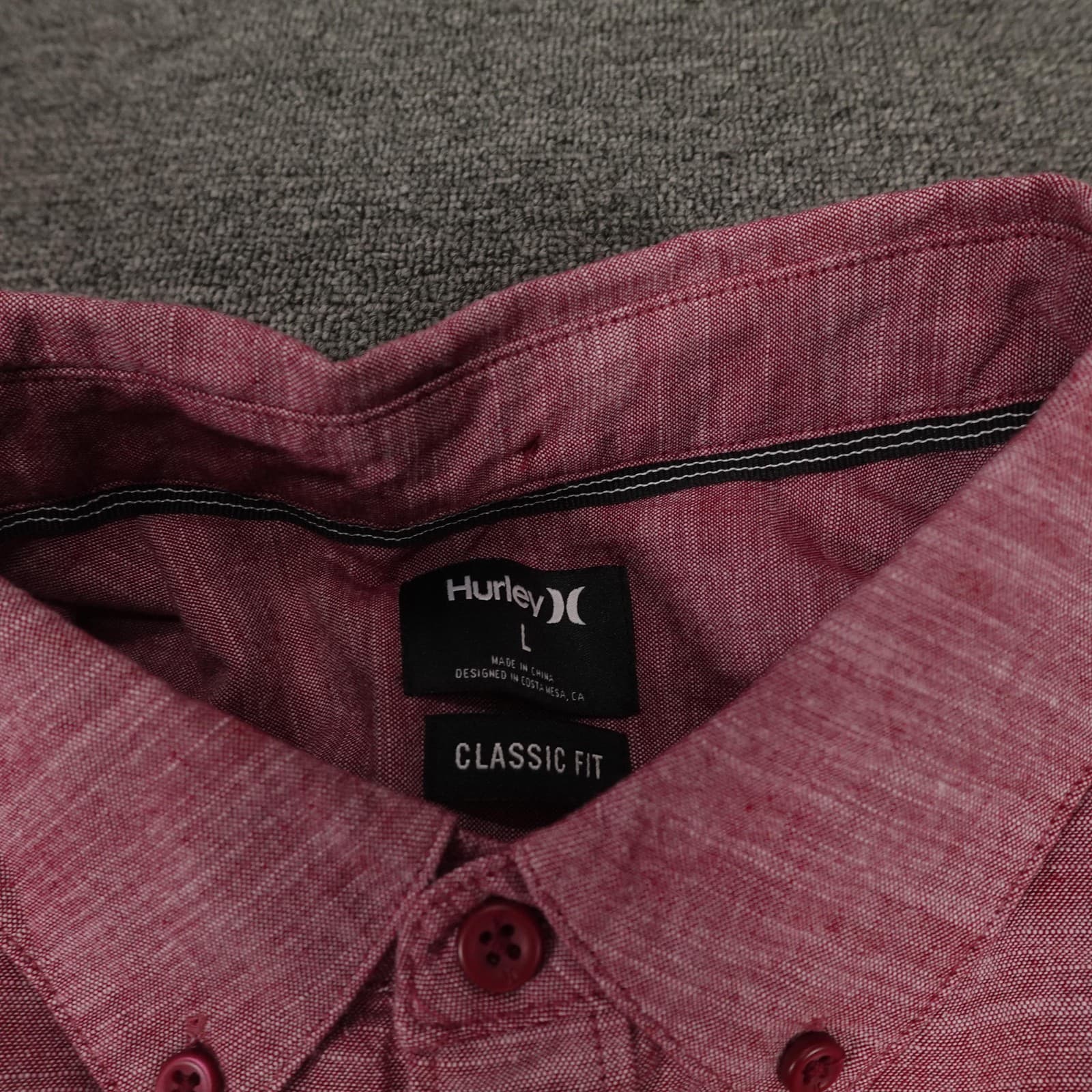 Hurley Shirt Mens Large Pink Cotton Short Sleeve Button Down Classic Fit Casual - Thumbnail 3