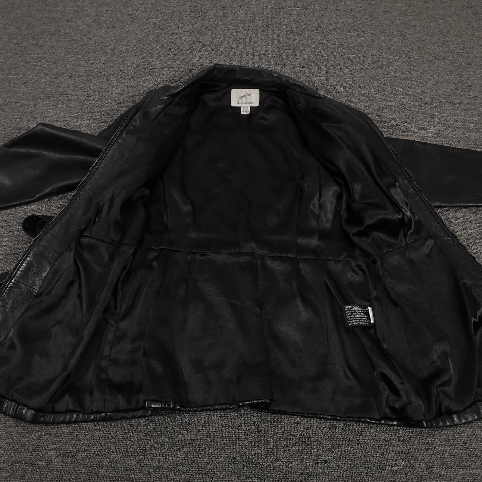 Vintage Jacqueline Ferrar Jacket Medium Black Lambskin Leather Belted Grunge 90s - Thumbnail 9