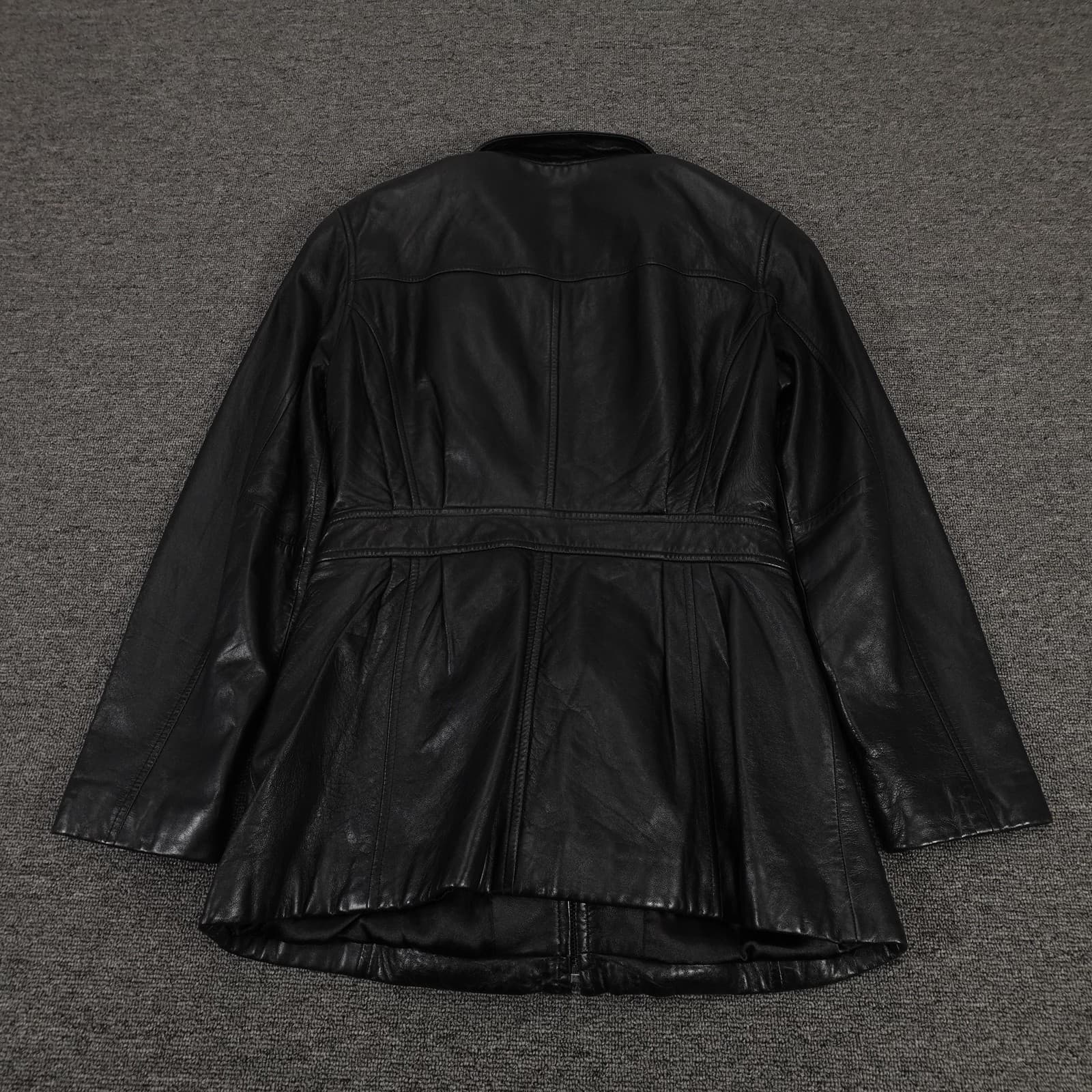 Vintage Jacqueline Ferrar Jacket Medium Black Lambskin Leather Belted Grunge 90s - Thumbnail 14