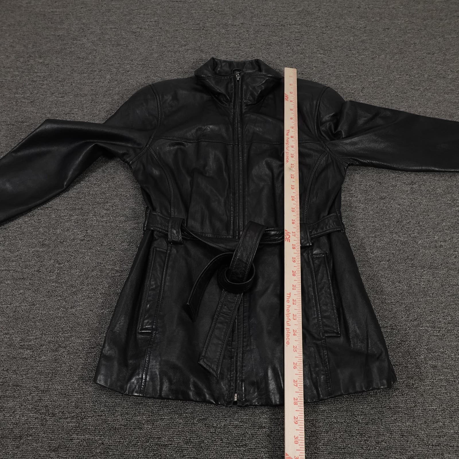 Vintage Jacqueline Ferrar Jacket Medium Black Lambskin Leather Belted Grunge 90s - Thumbnail 7