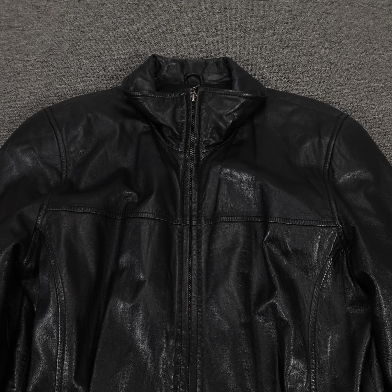 Vintage Jacqueline Ferrar Jacket Medium Black Lambskin Leather Belted Grunge 90s - Thumbnail 2