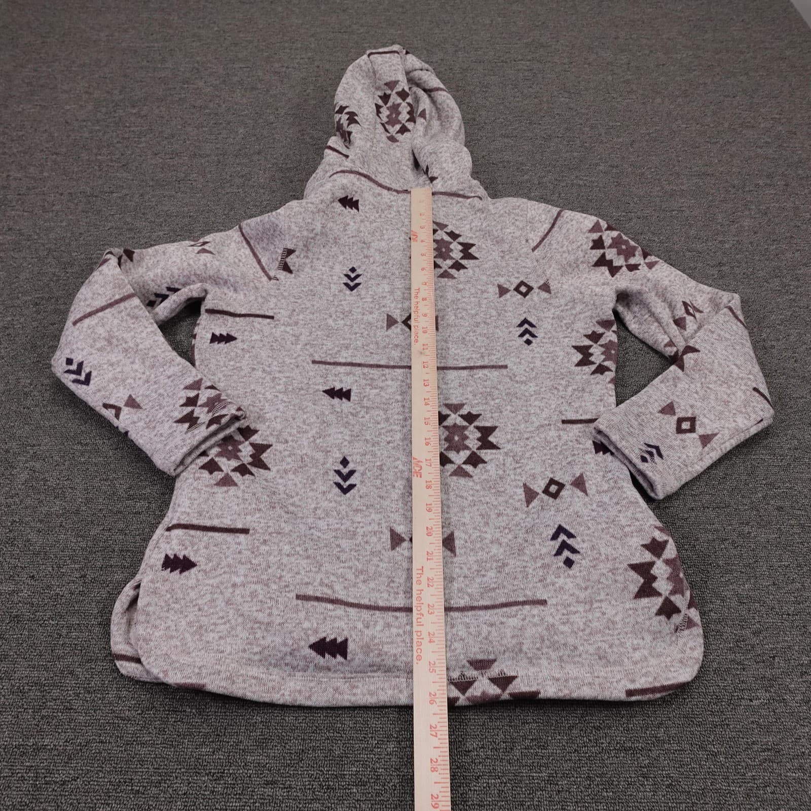 LIV Outdoor Hoodie Womens Large Gray 1/4 Zip Fleece Aztec Southwest Print - Thumbnail 4