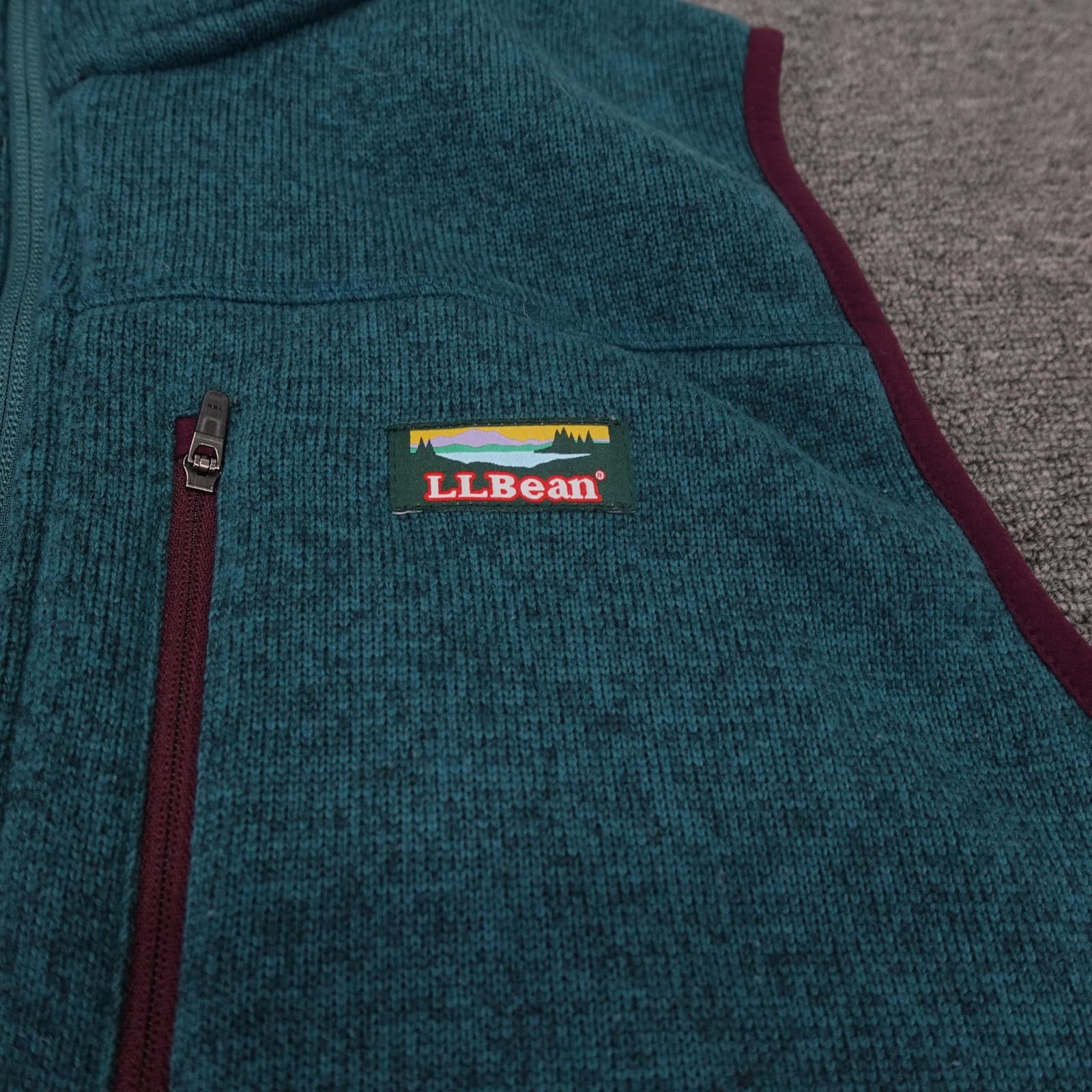 LL Bean Vest Mens Medium Blue Fleece Full Zip Pockets Slightly Fitted Outdoor - Thumbnail 3