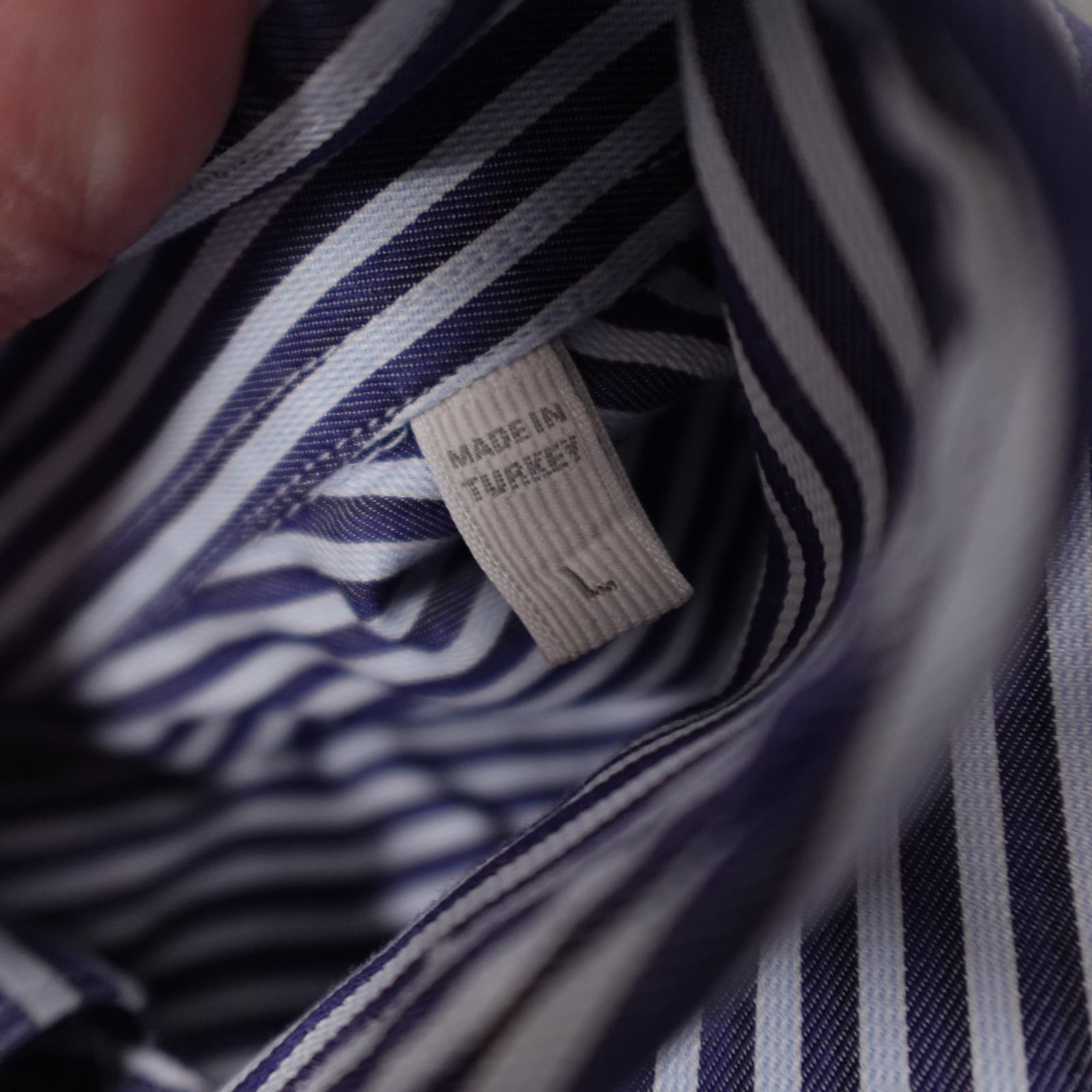 Ermenegildo Zegna Shirt Mens Large Blue Stripe Office Workwear Dress All Cotton - Thumbnail 3