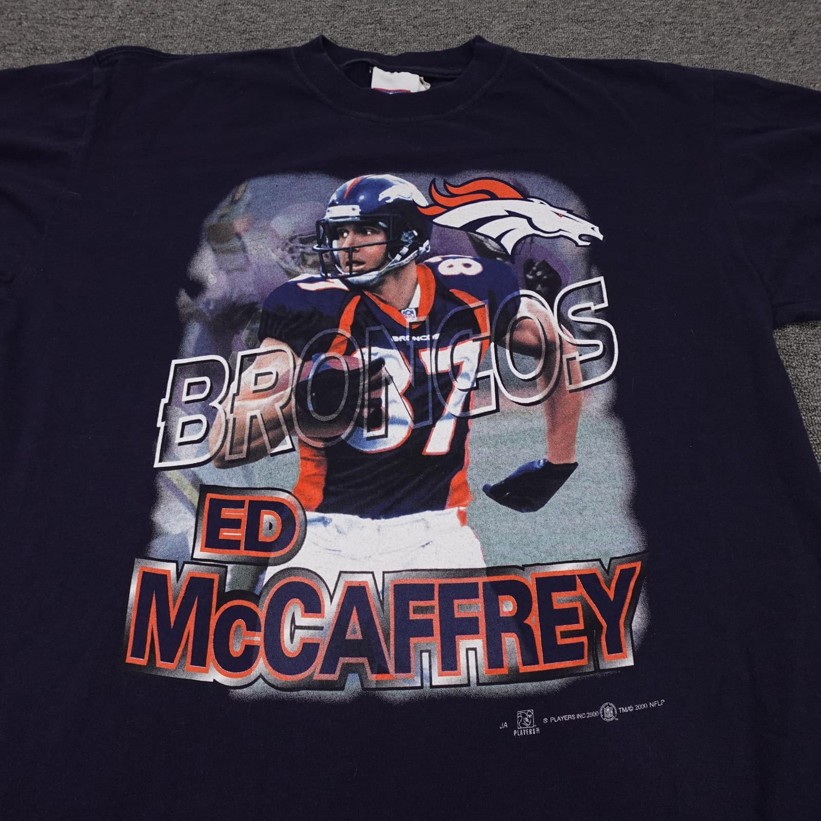 Vintage Denver Broncos Shirt Mens XL Blue NFL Football Ed McCaffrey Sport Attack - Thumbnail 2