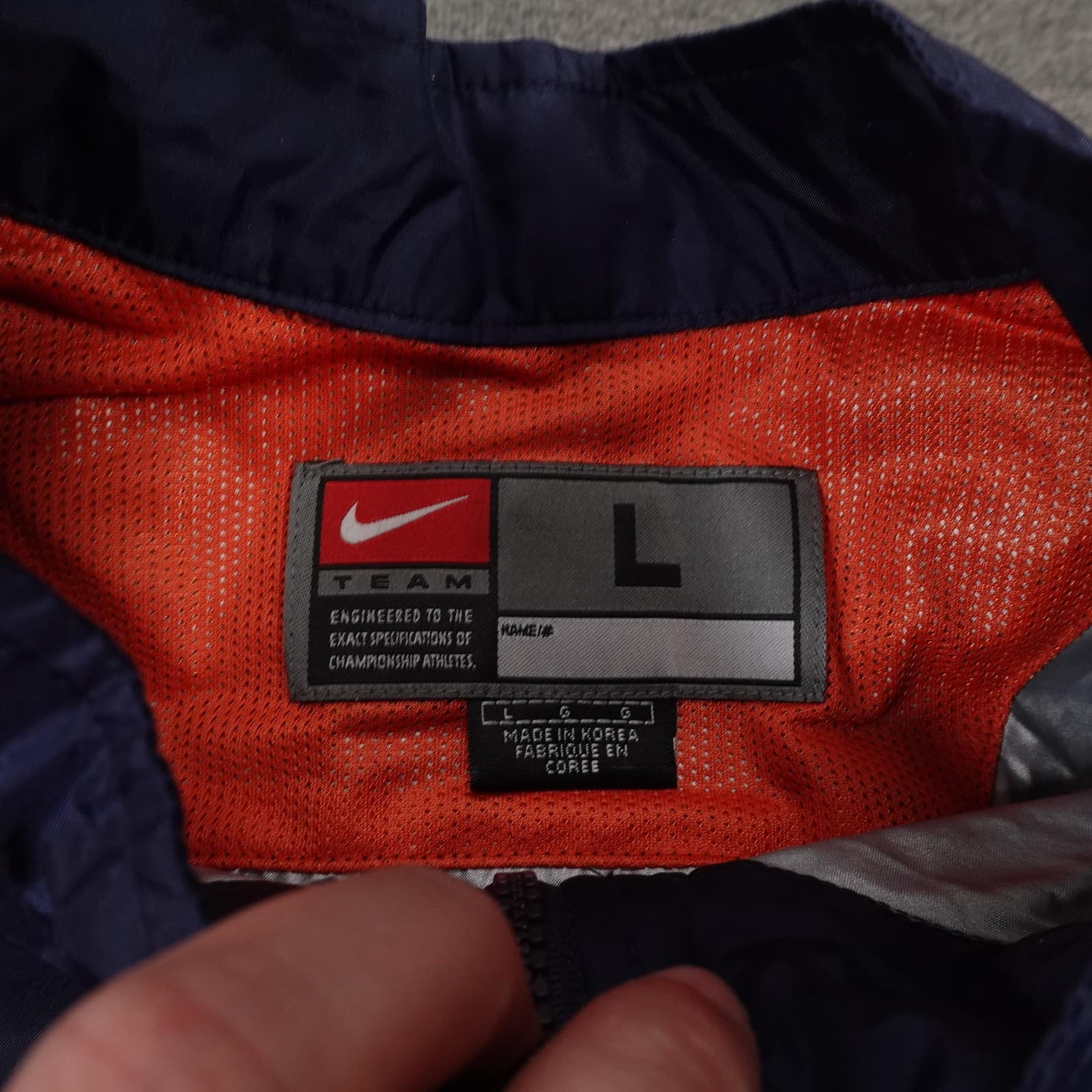 Vintage Denver Broncos Jacket Large Blue Orange NFL Football Center Swoosh 90s - Thumbnail 3