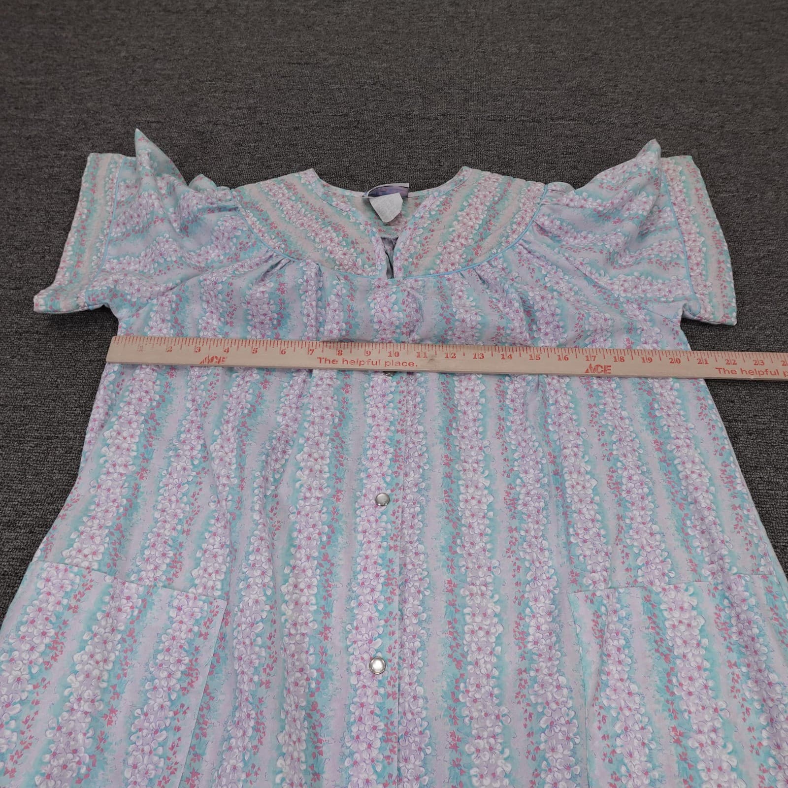 Vintage All Day Cafe Dress Womens Large Floral Cottage Kaftan Lounge 50s 60s 70s - Thumbnail 3