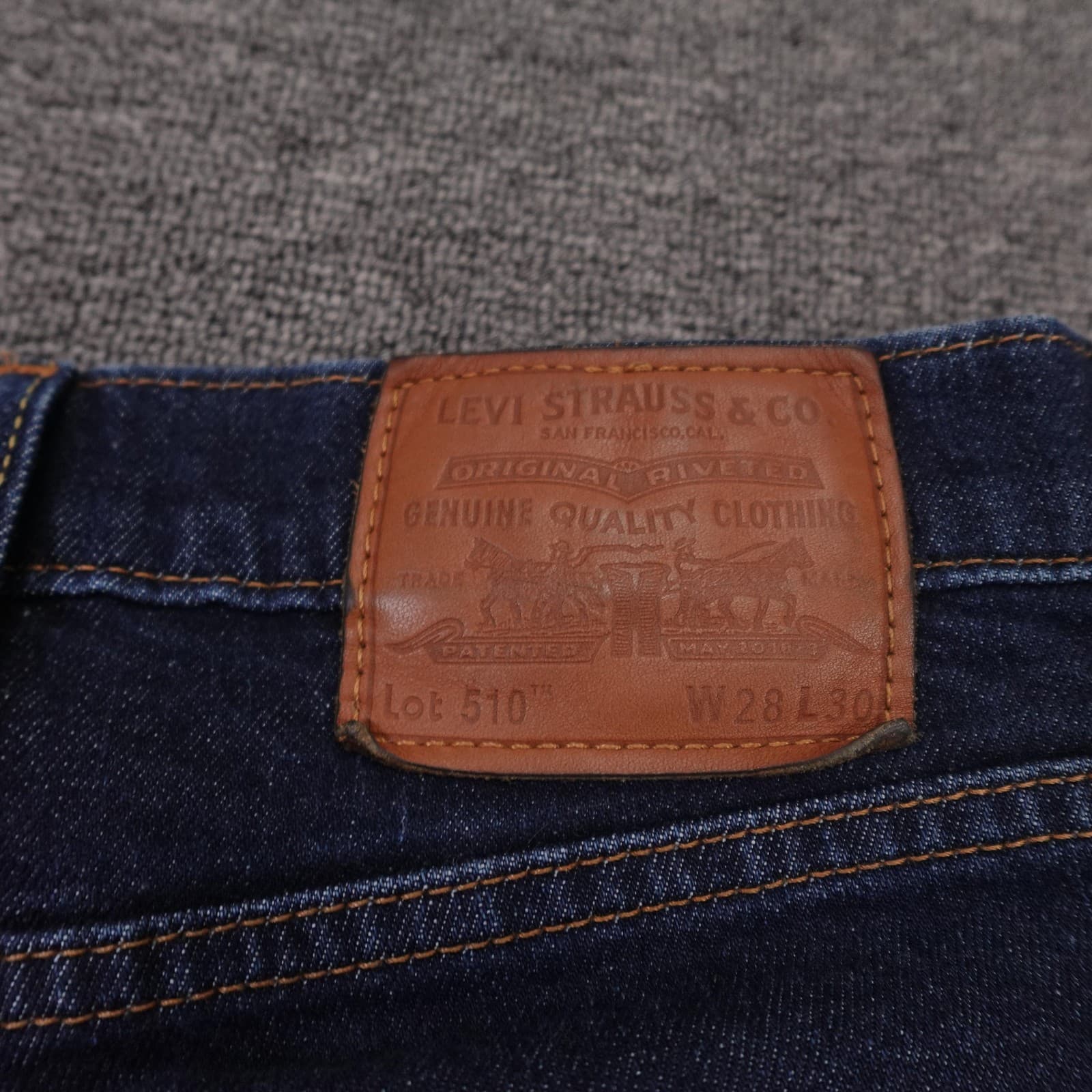 Levi's 510 Jeans Mens 28x30 Blue Dark Wash Skinny Slim Stretch Denim Pants - Thumbnail 5