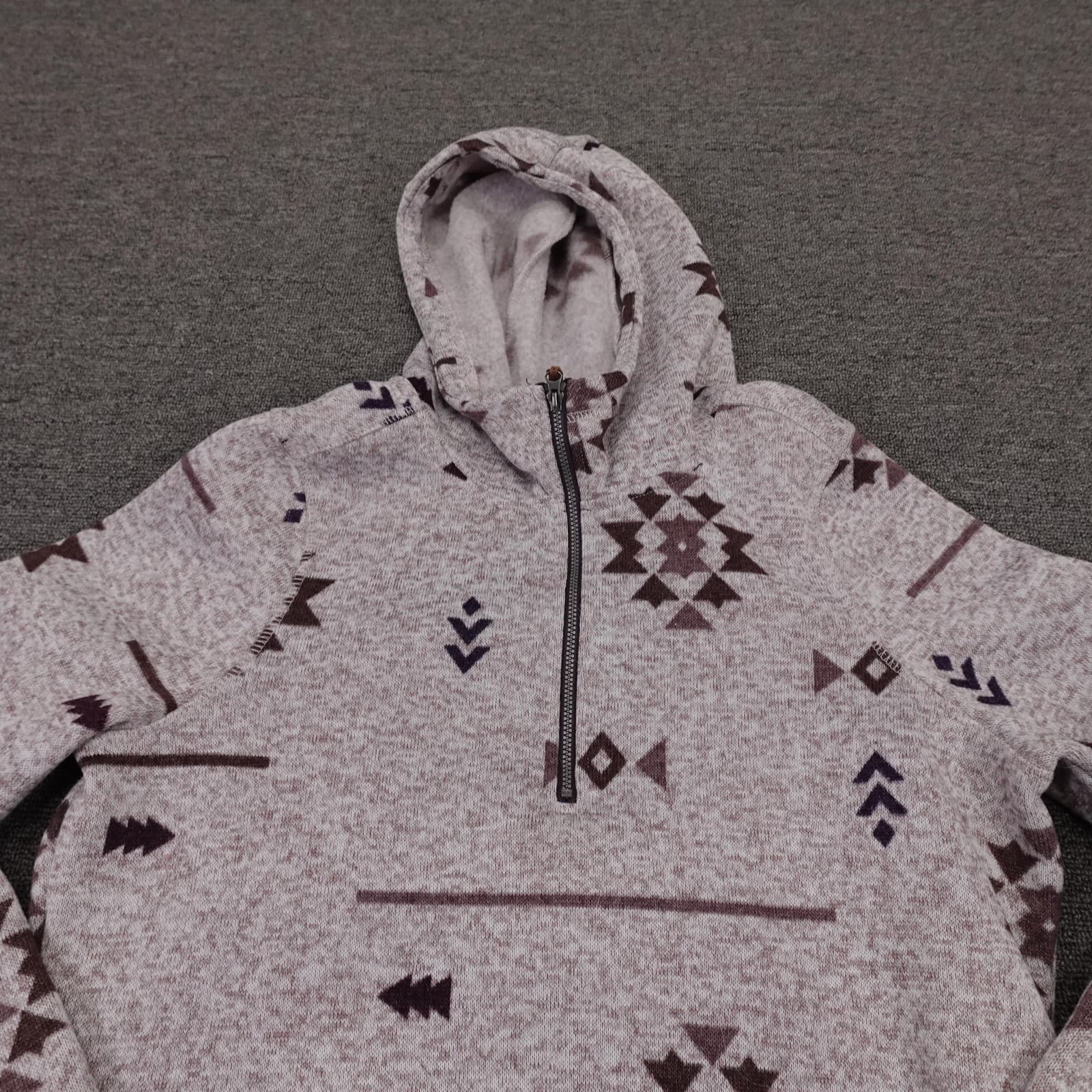 LIV Outdoor Hoodie Womens Large Gray 1/4 Zip Fleece Aztec Southwest Print - Thumbnail 2