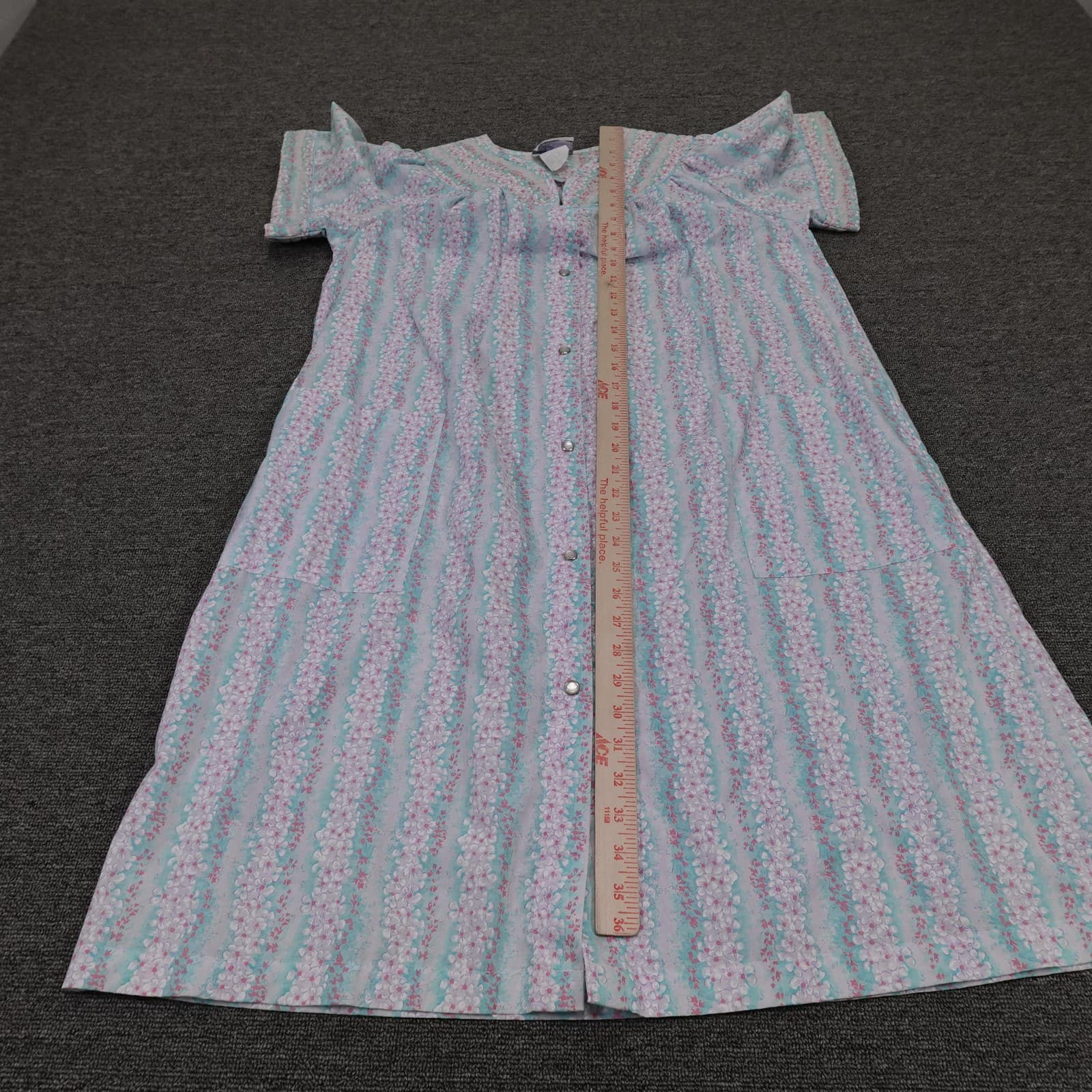 Vintage All Day Cafe Dress Womens Large Floral Cottage Kaftan Lounge 50s 60s 70s - Thumbnail 4