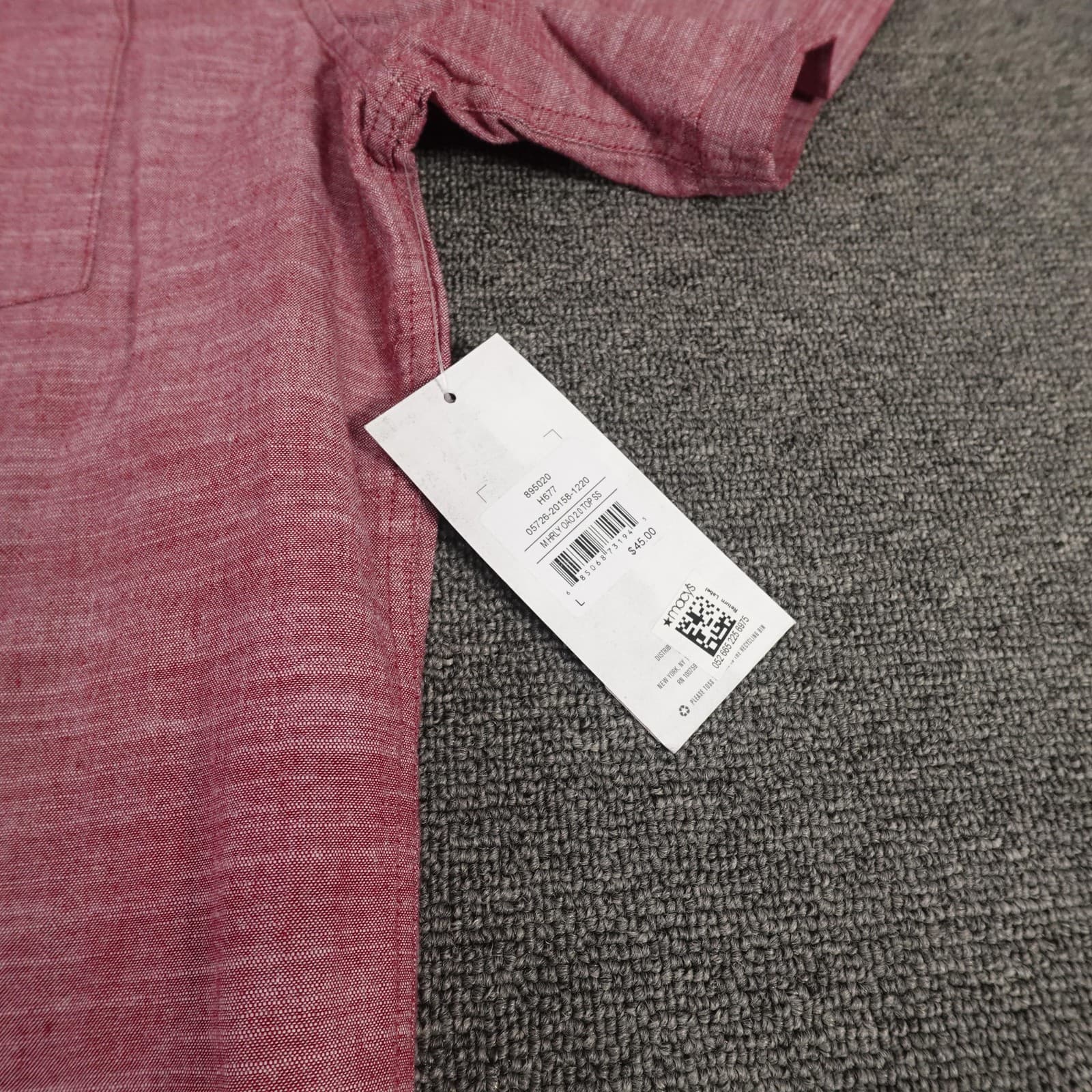 Hurley Shirt Mens Large Pink Cotton Short Sleeve Button Down Classic Fit Casual - Thumbnail 2
