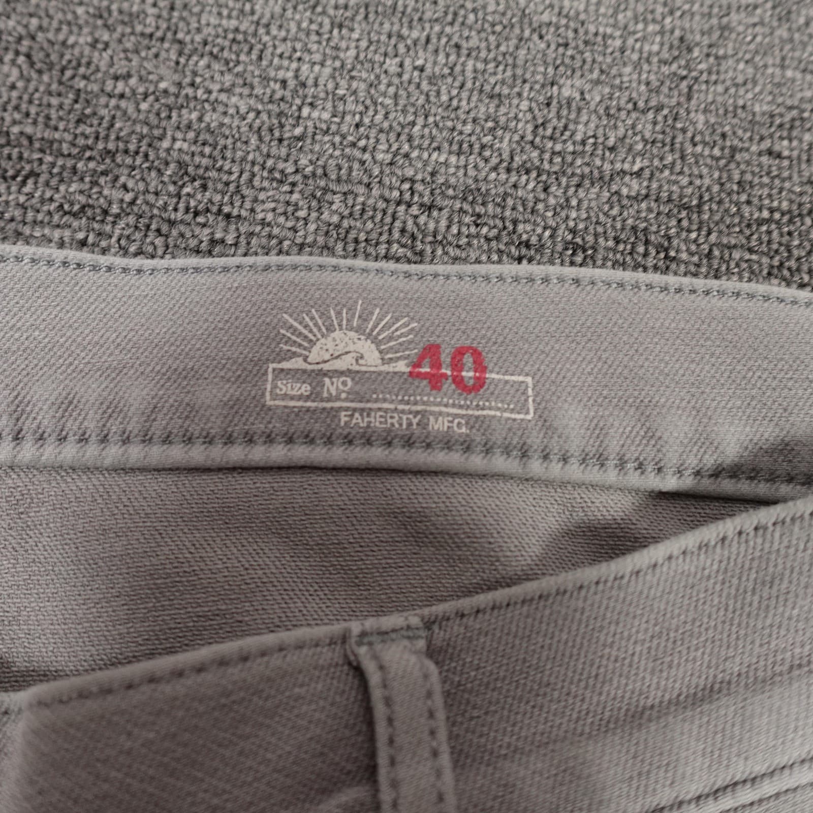 Faherty Jeans Mens 40x32 Gray Light Wash Straight Stretch Denim Casual Pants - Thumbnail 3
