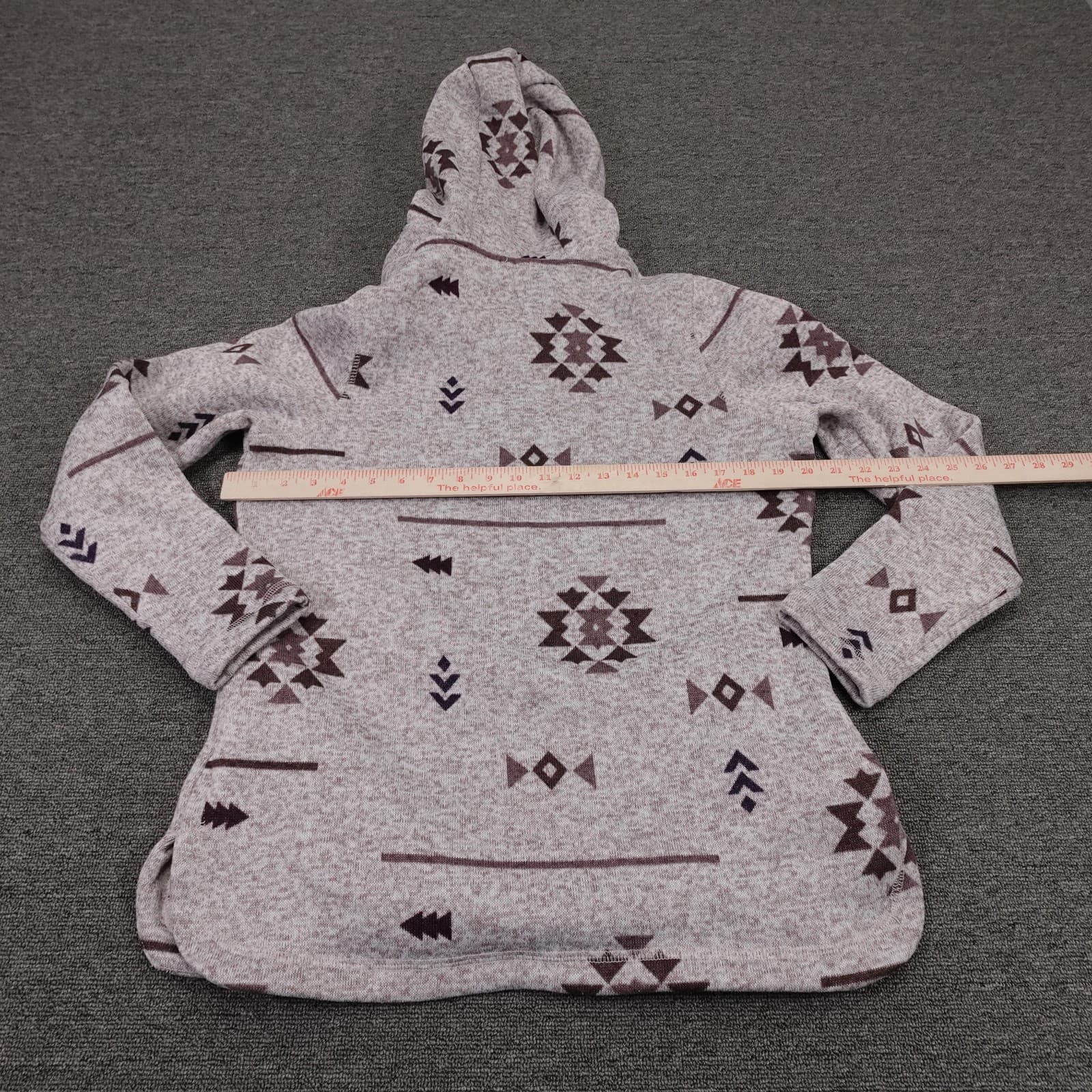 LIV Outdoor Hoodie Womens Large Gray 1/4 Zip Fleece Aztec Southwest Print - Thumbnail 3