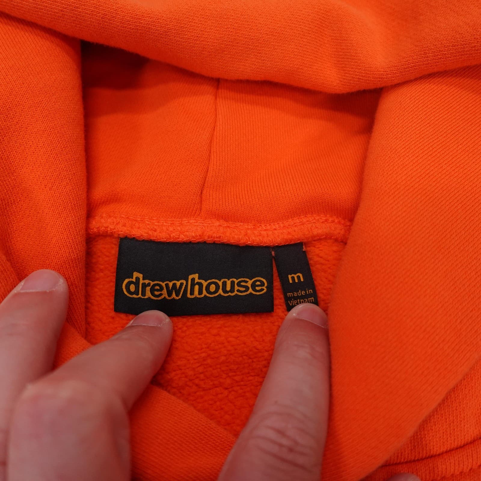Drew House Hoodie Mens Medium Orange Pullover Fleece Logo Graphic Sweatshirt - Thumbnail 3
