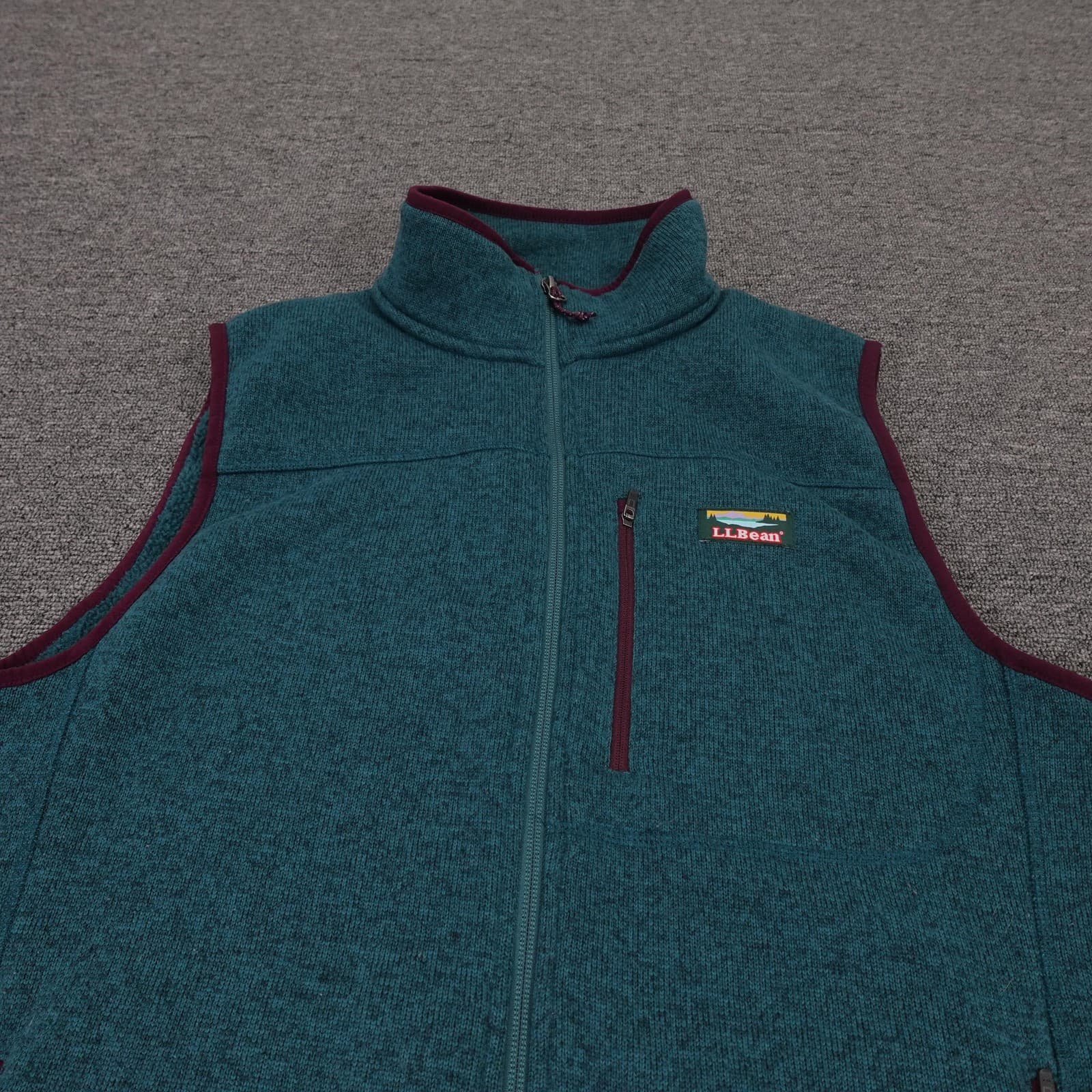 LL Bean Vest Mens Medium Blue Fleece Full Zip Pockets Slightly Fitted Outdoor - Thumbnail 2
