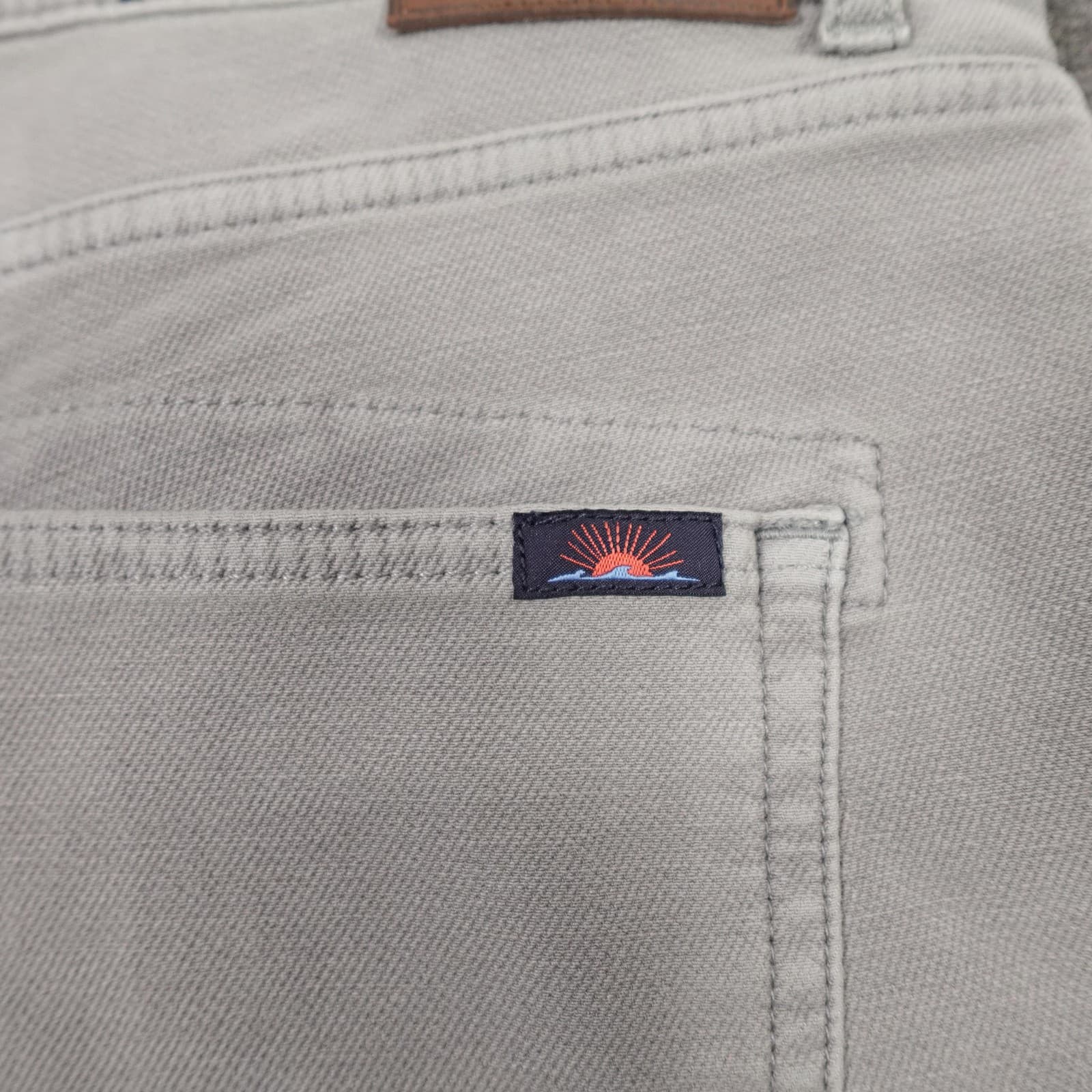 Faherty Jeans Mens 40x32 Gray Light Wash Straight Stretch Denim Casual Pants - Thumbnail 6