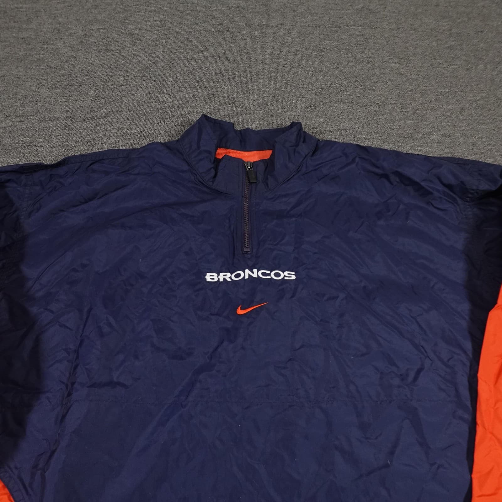 Vintage Denver Broncos Jacket Large Blue Orange NFL Football Center Swoosh 90s - Thumbnail 2