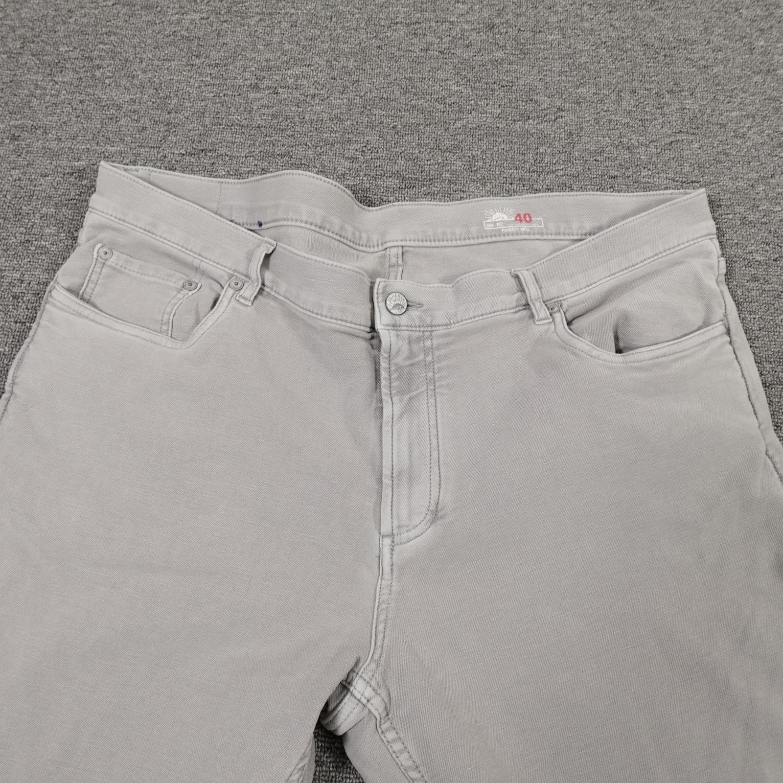 Faherty Jeans Mens 40x32 Gray Light Wash Straight Stretch Denim Casual Pants - Thumbnail 2