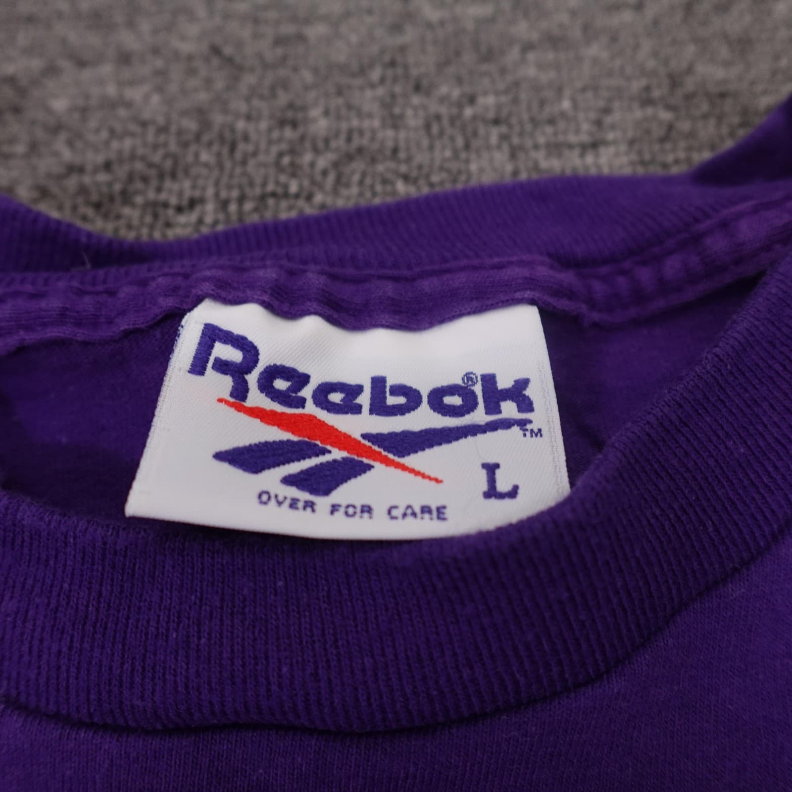 Vintage Reebok Shirt Mens Large Purple Big Logo Graphic Tee Made USA 90s - Thumbnail 4