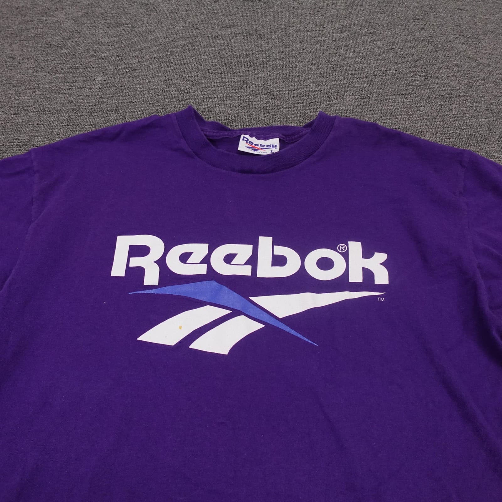 Vintage Reebok Shirt Mens Large Purple Big Logo Graphic Tee Made USA 90s - Thumbnail 2