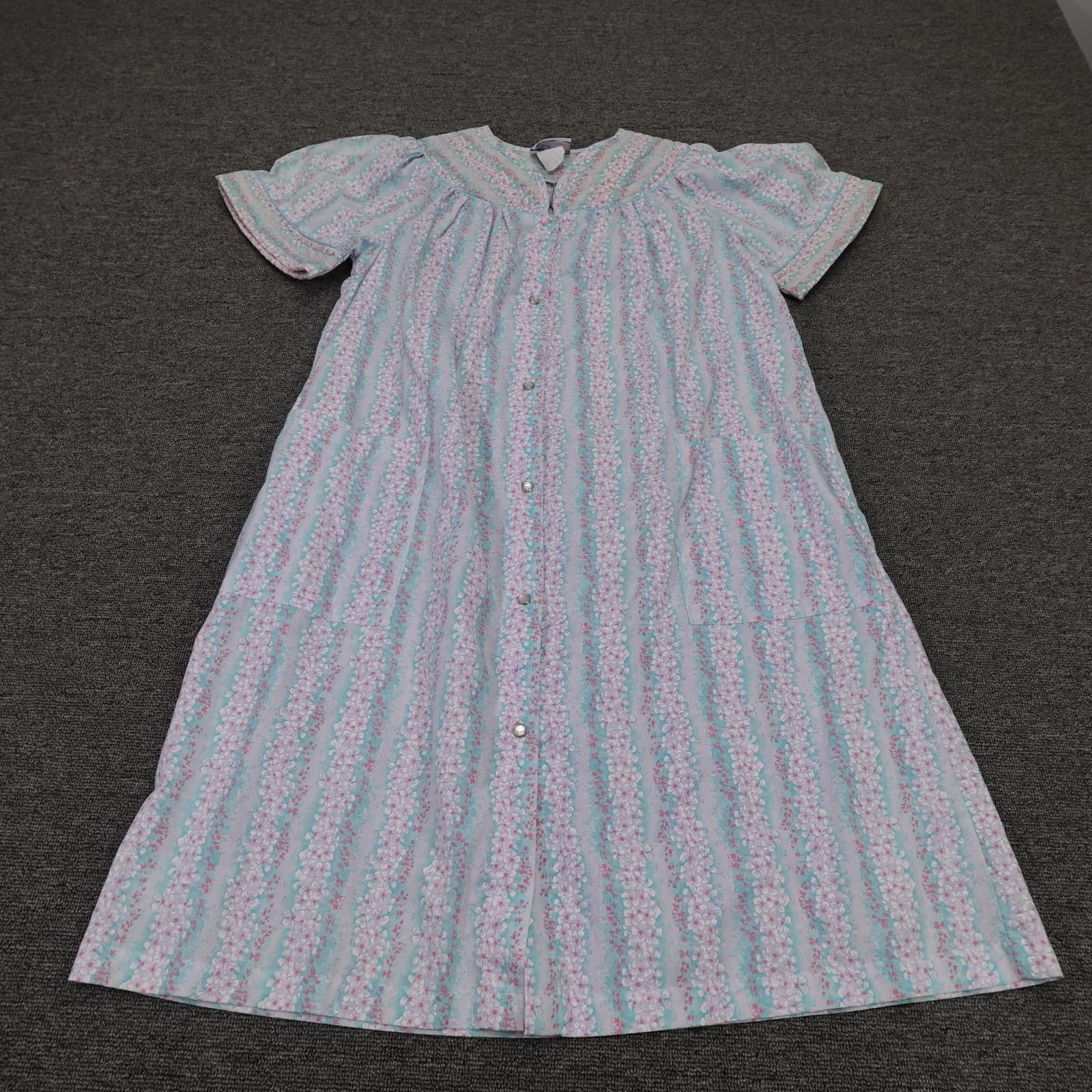 Vintage All Day Cafe Dress Womens Large Floral Cottage Kaftan Lounge 50s 60s 70s
