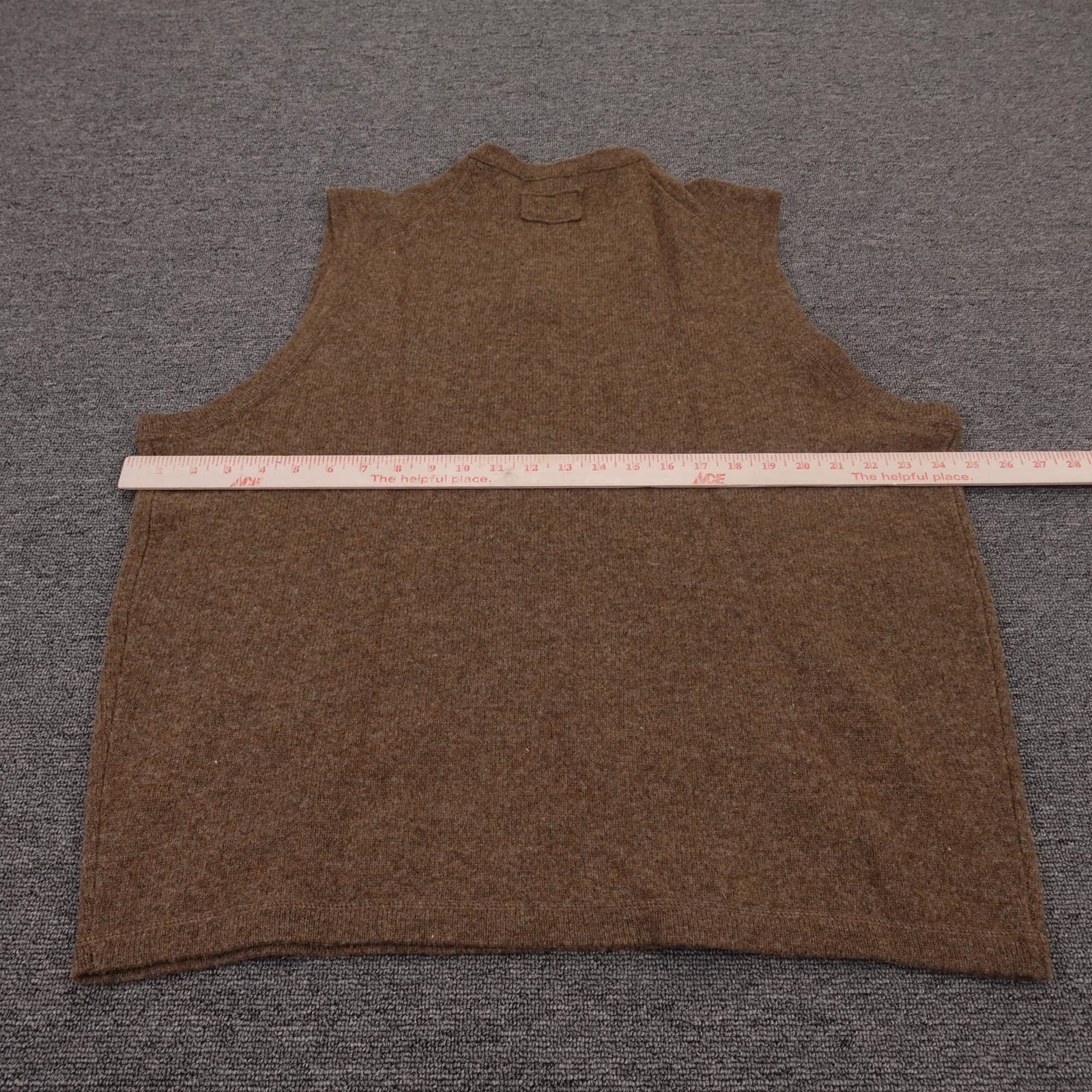 Garret Scott Vest Mens XL Brown 100% Lambswool V Neck Knit Sweater Pullover - Thumbnail 4