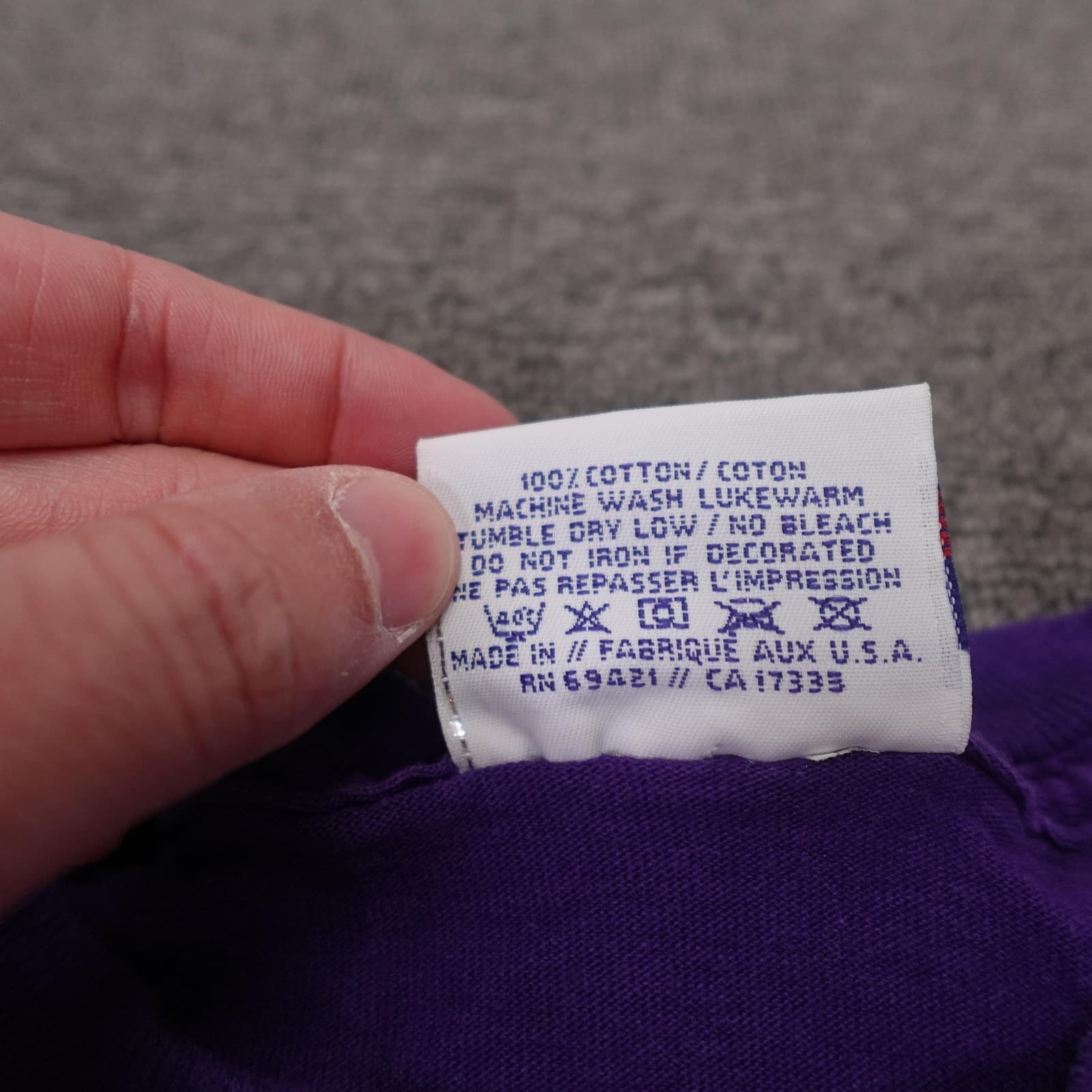 Vintage Reebok Shirt Mens Large Purple Big Logo Graphic Tee Made USA 90s - Thumbnail 5