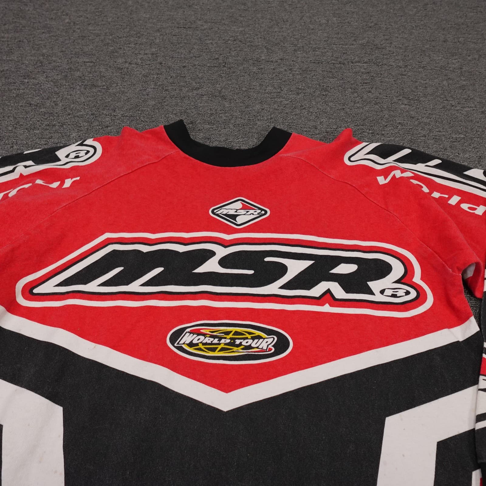 Vintage MSR Shirt Mens Medium Red World Tour Motocross Jersey Racing USA 90s - Thumbnail 2