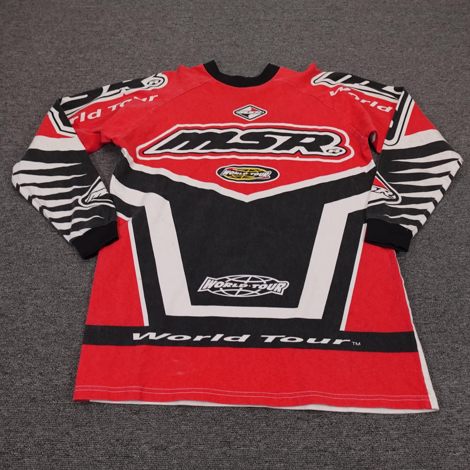Vintage MSR Shirt Mens Medium Red World Tour Motocross Jersey Racing USA 90s