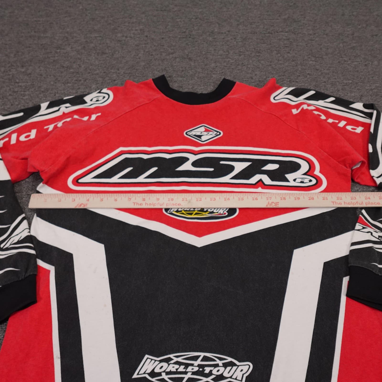 Vintage MSR Shirt Mens Medium Red World Tour Motocross Jersey Racing USA 90s - Thumbnail 8