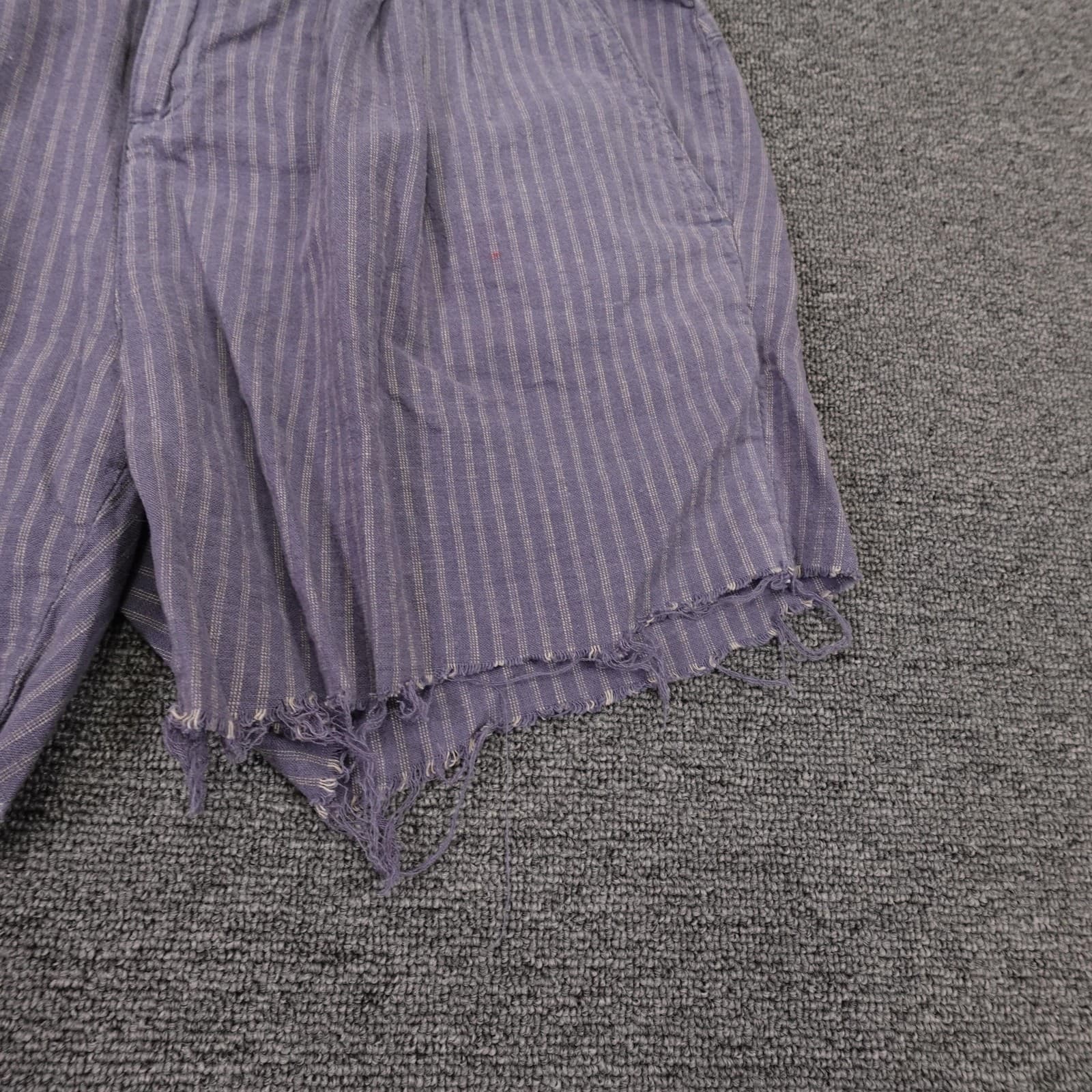 Sundance Shorts Womens 4 Purple Striped Linen Cotton Cutoff Casual Raw Hem Boho - Thumbnail 2