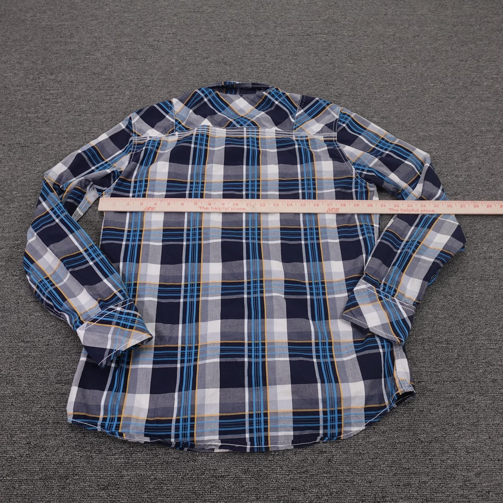 BKE Shirt Mens Medium Blue Plaid Long Sleeve Button Up Western Athletic Fit - Thumbnail 4