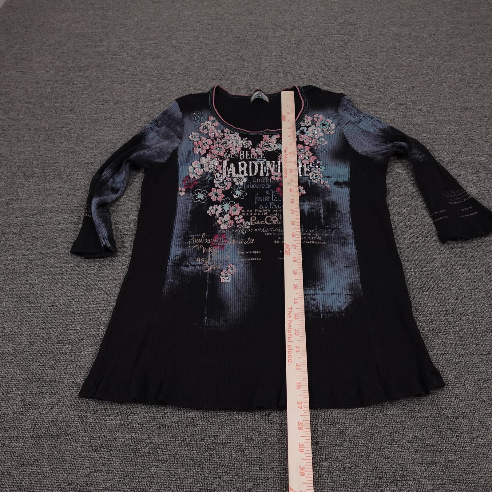 Vintage Vanilla Sugar Shirt Womens 2X Black Floral Scoop Neck Tunic Top Y2K - Thumbnail 5
