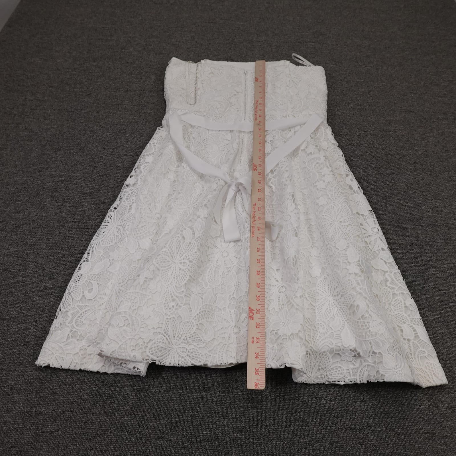 Lilly Pulitzer Sienna Dress Womens 14 White Floral Lace Strapless Fit & Flare - Thumbnail 10
