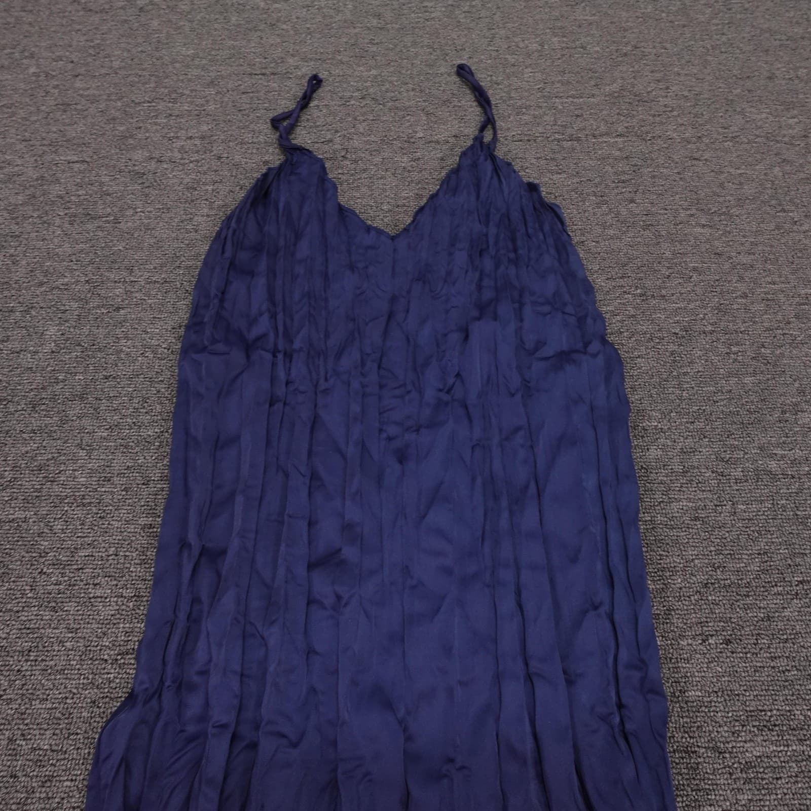 Zara Dress Womens Small Blue Pleated Slip Maxi V Neck Strappy Summer Casual - Thumbnail 2