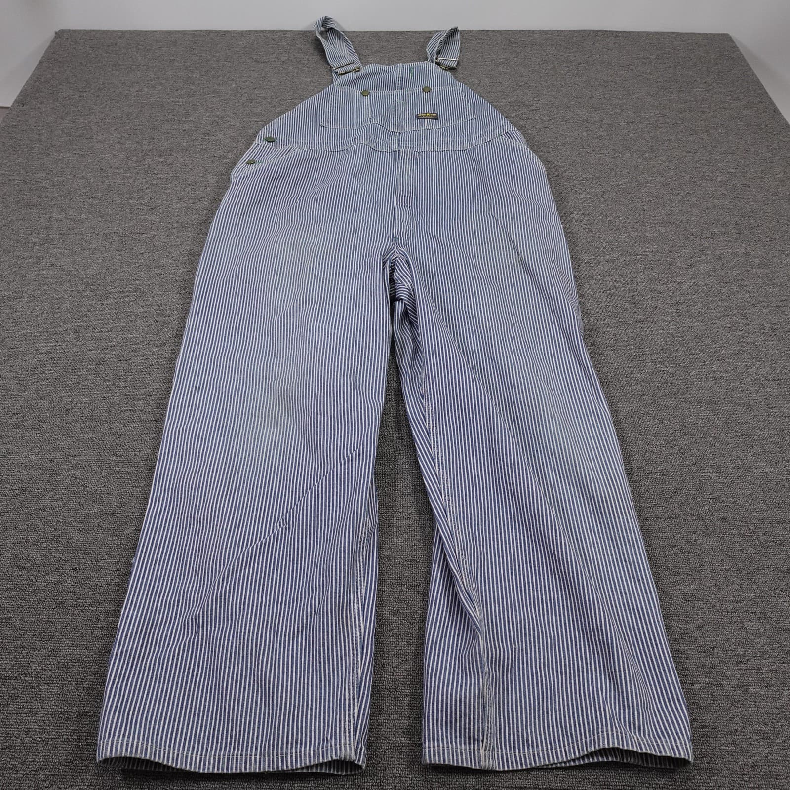 Vintage OshKosh B'gosh Overalls Vestbak 42x32 Union Railroad Stripe 70s USA