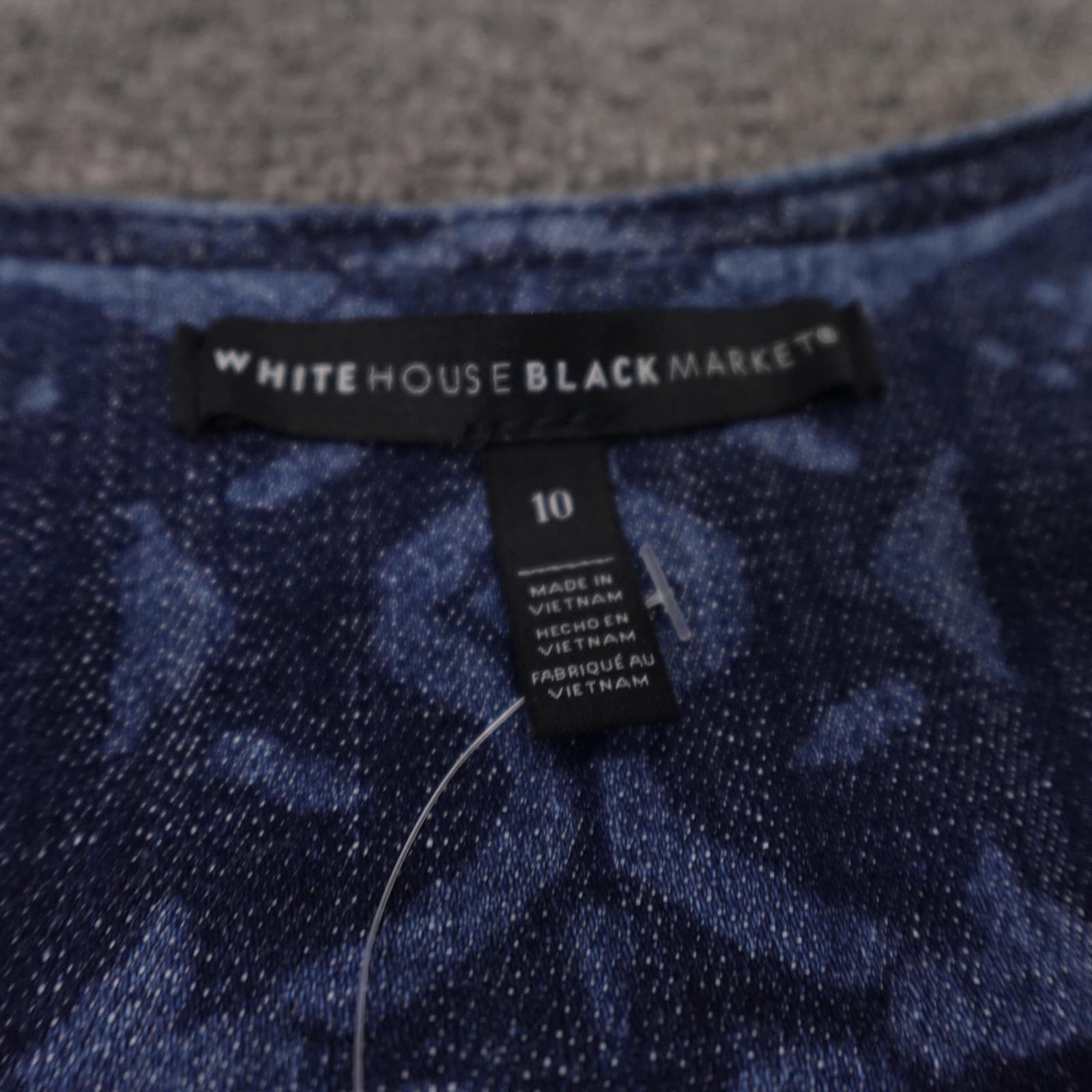 White House Black Market Jacket Womens 10 Blue Denim Moto Asymmetrical Zip - Thumbnail 4