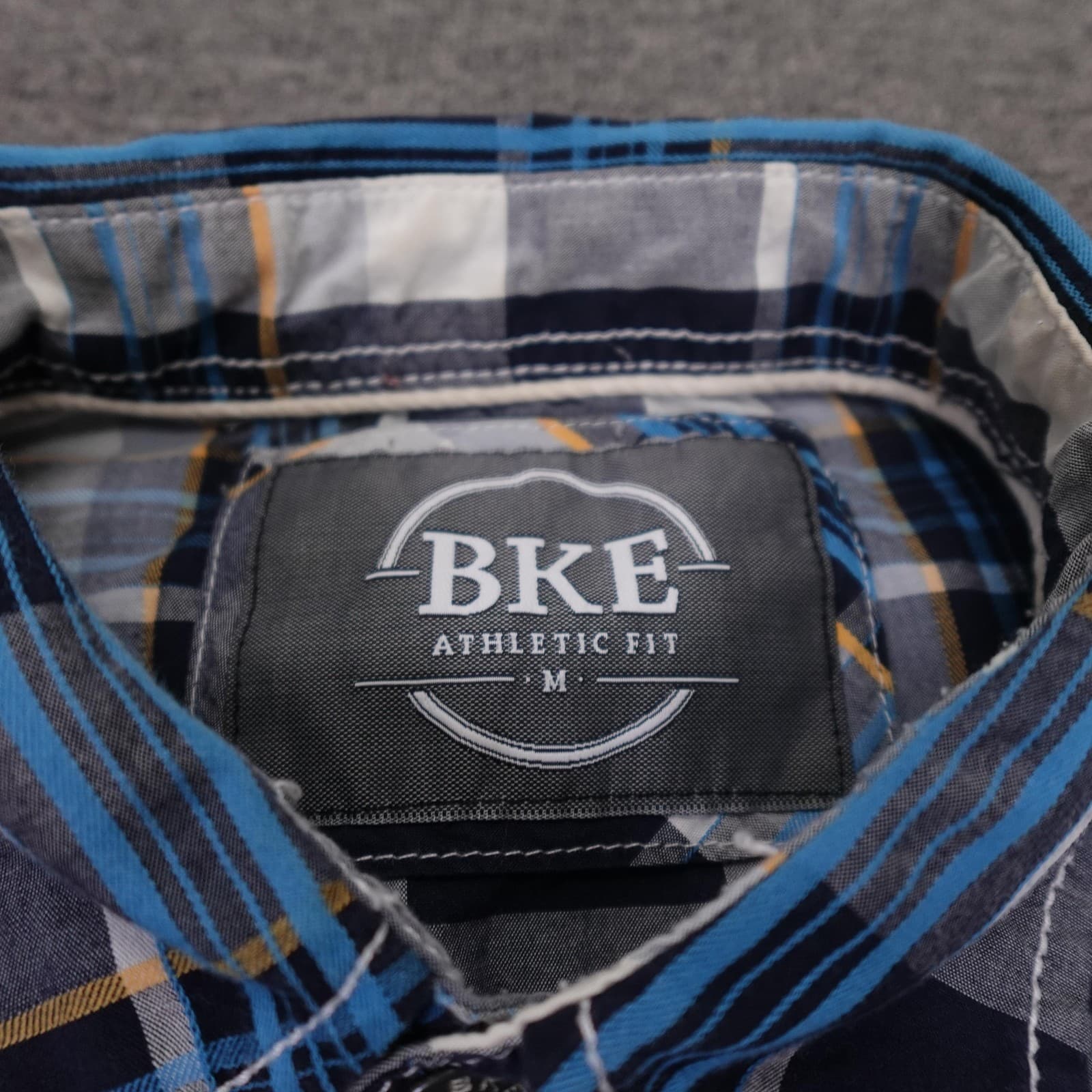 BKE Shirt Mens Medium Blue Plaid Long Sleeve Button Up Western Athletic Fit - Thumbnail 3