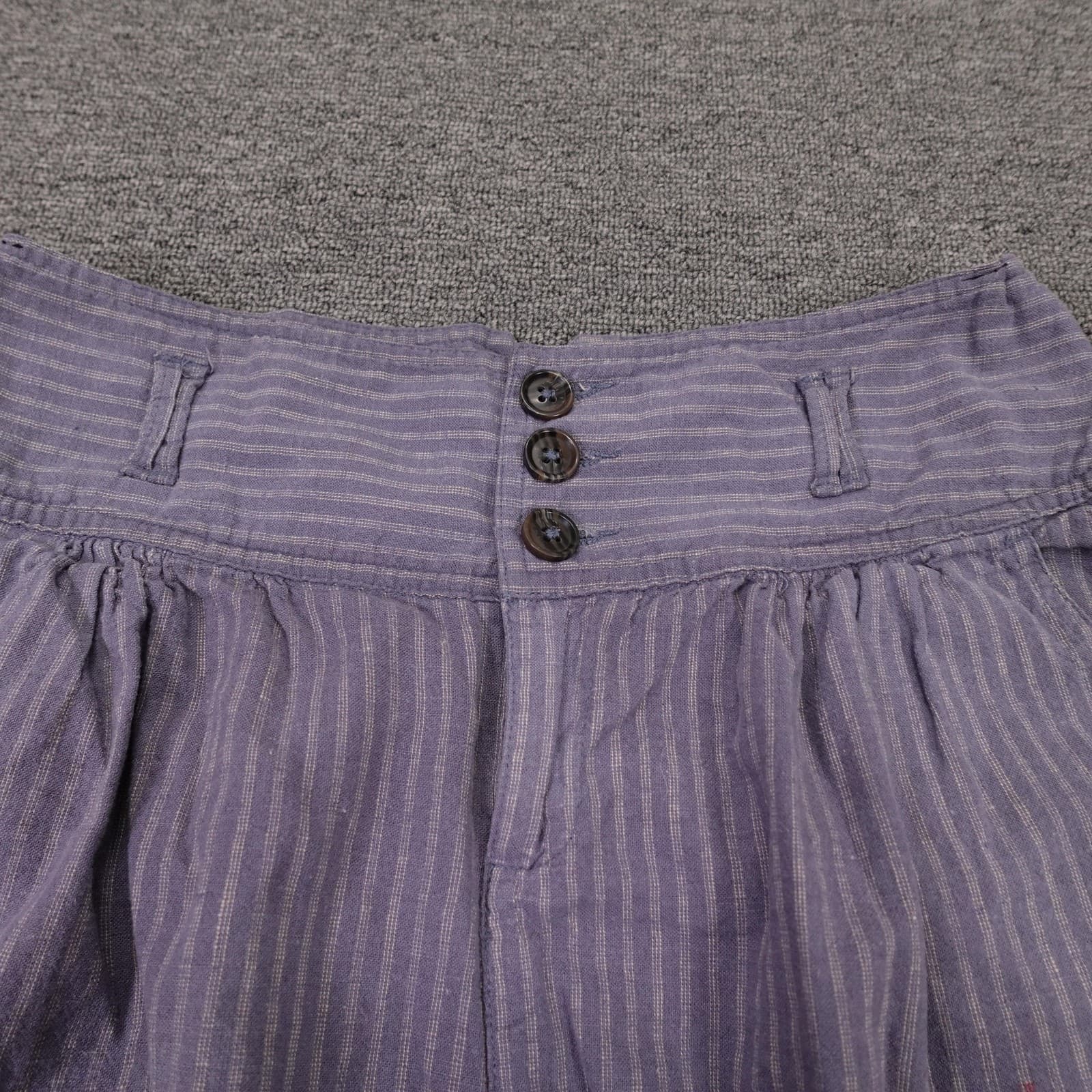 Sundance Shorts Womens 4 Purple Striped Linen Cotton Cutoff Casual Raw Hem Boho - Thumbnail 4