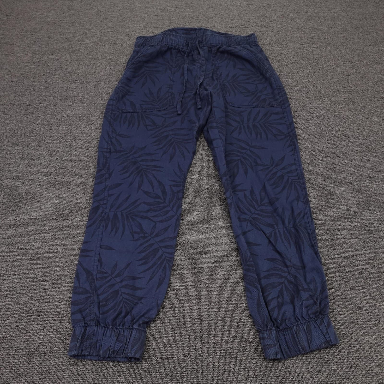 Orvis Pants Womens Small Blue Lyocell Jogger Elastic Waist Cuffed Tropical