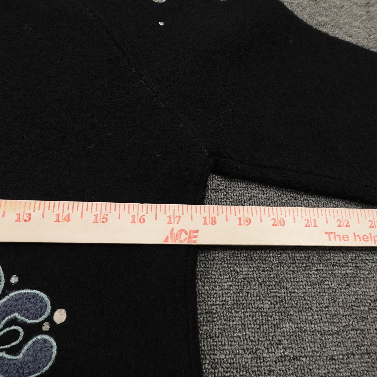 CoVelo Sweater Cardigan Womens Small Black Blue Embroidered Button Front Wool - Thumbnail 7