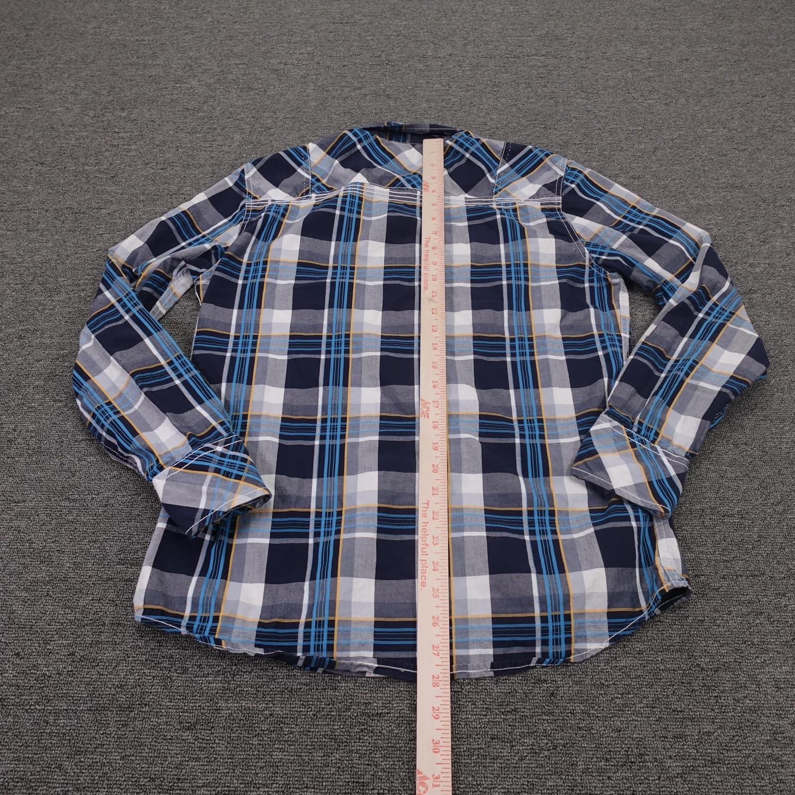 BKE Shirt Mens Medium Blue Plaid Long Sleeve Button Up Western Athletic Fit - Thumbnail 5