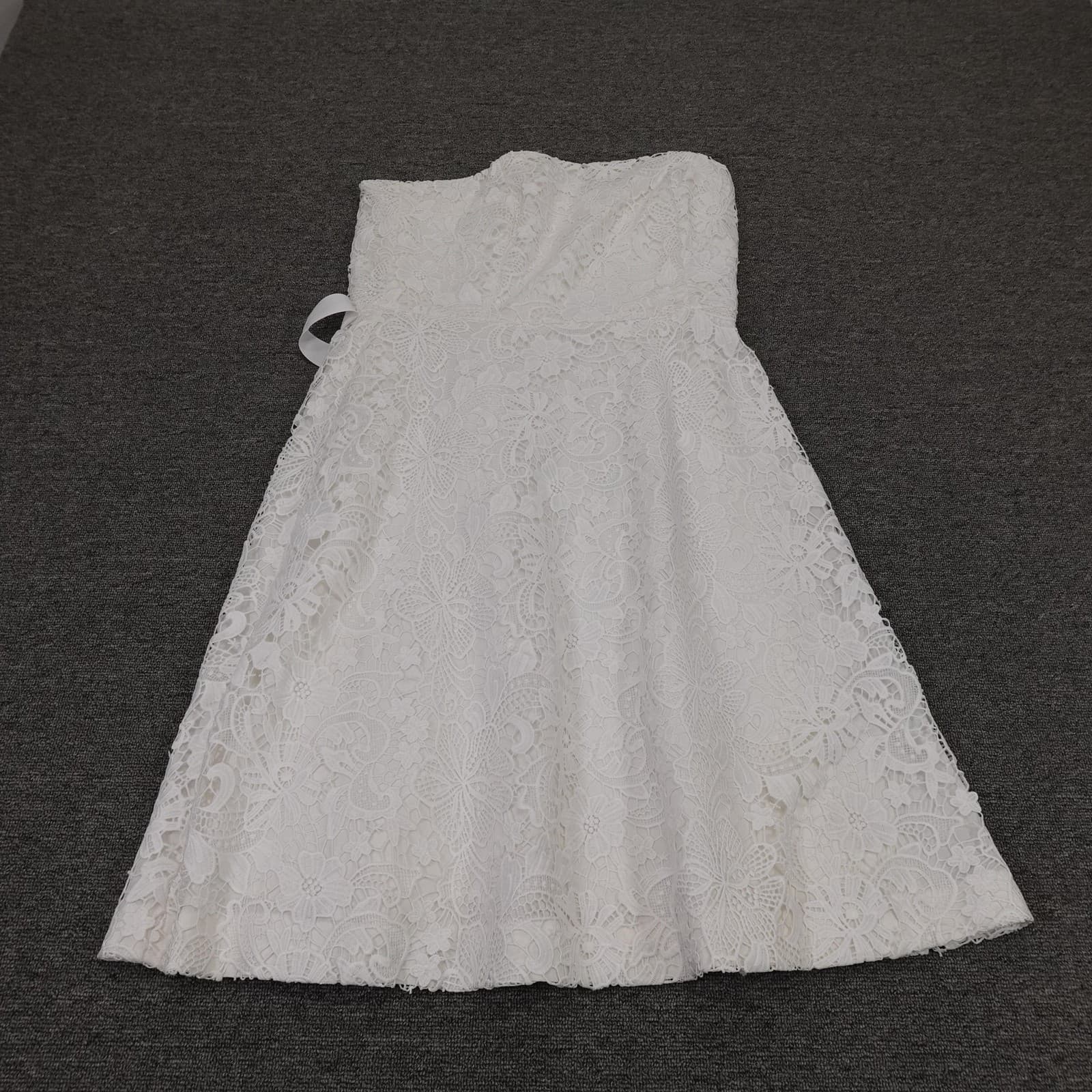 Lilly Pulitzer Sienna Dress Womens 14 White Floral Lace Strapless Fit & Flare
