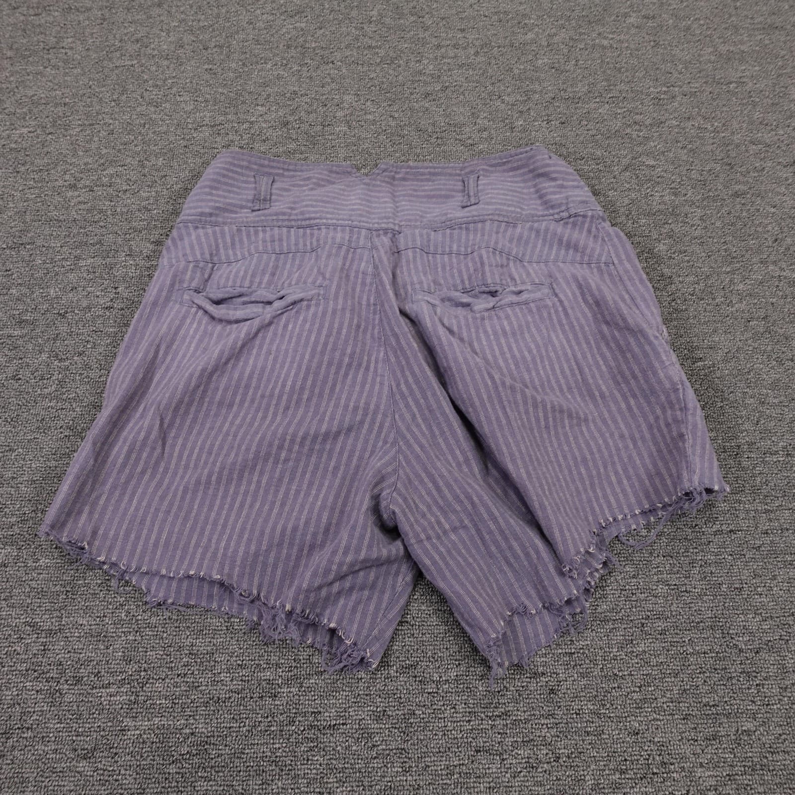 Sundance Shorts Womens 4 Purple Striped Linen Cotton Cutoff Casual Raw Hem Boho - Thumbnail 7