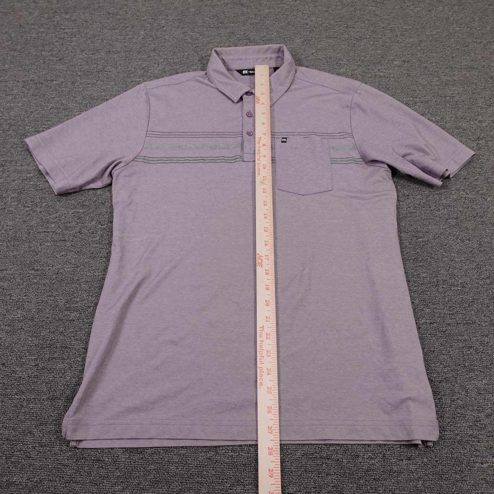 Travis Mathew Polo Shirt Mens Medium Purple Striped Pima Cotton Golf Performance - Thumbnail 5